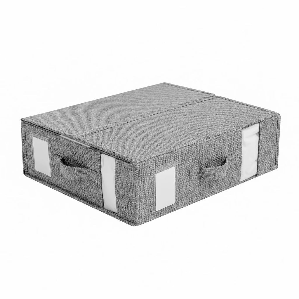 2 Pack - Foldable Bed Sheet/Linen/Towels/Clothes Organiser Storage Box. (Grey)