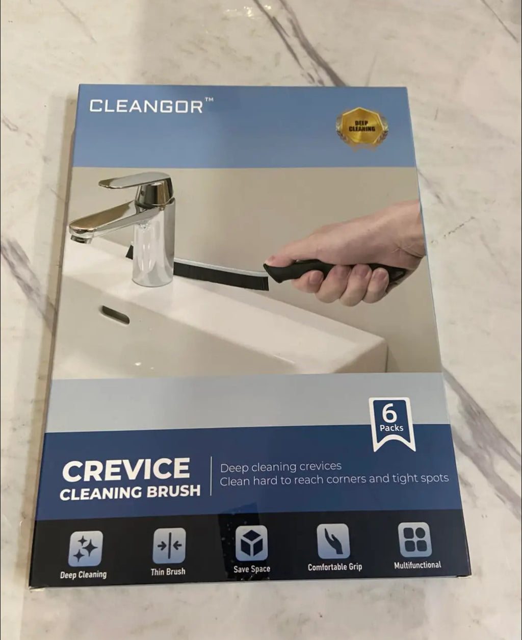 6 Pack - Multi-pack Cleangor Crevice Cleaning Brush Hard Bristle for Recess/Gaps