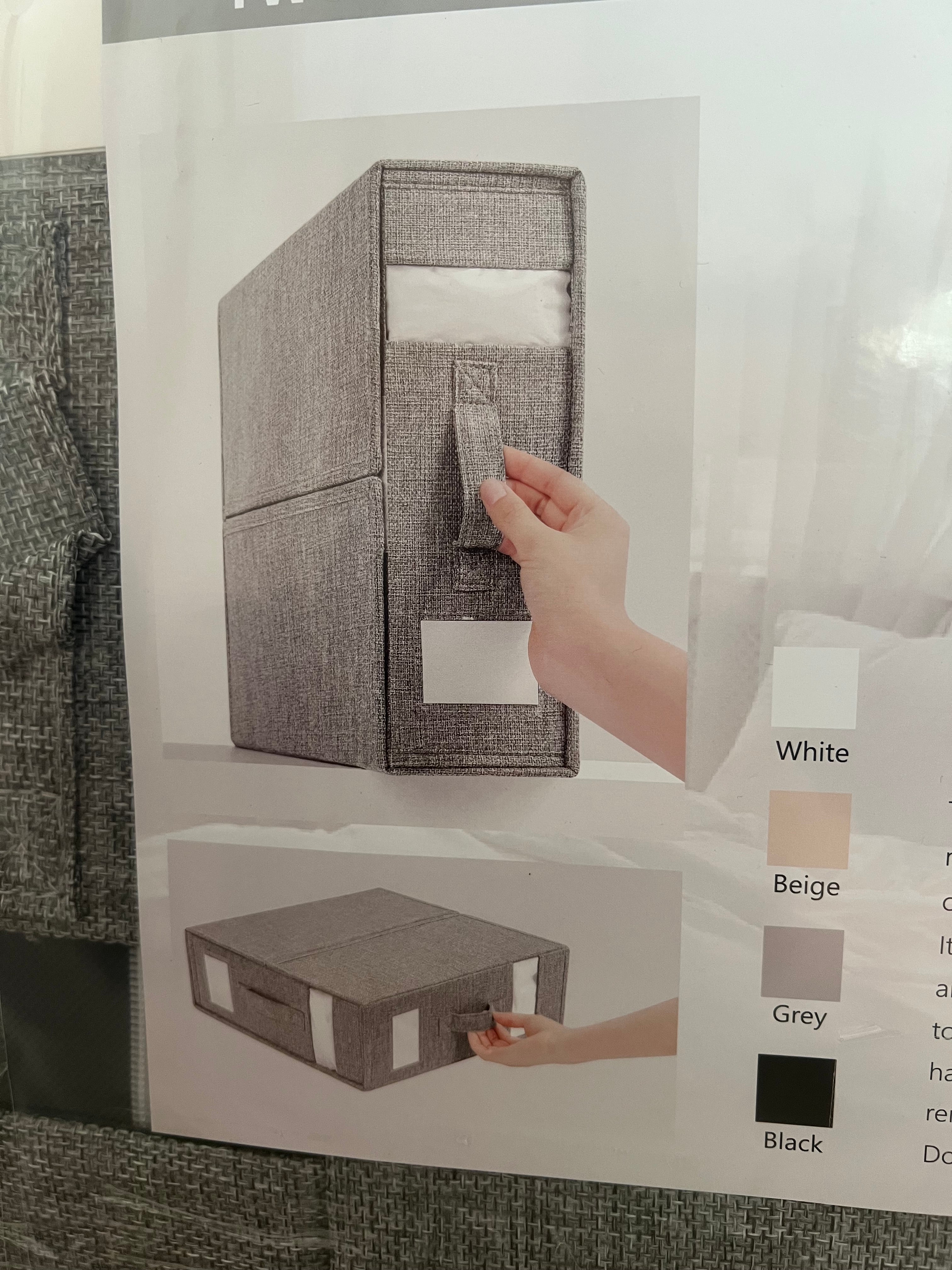 2 Pack - Foldable Bed Sheet/Linen/Towels/Clothes Organiser Storage Box. (Grey)