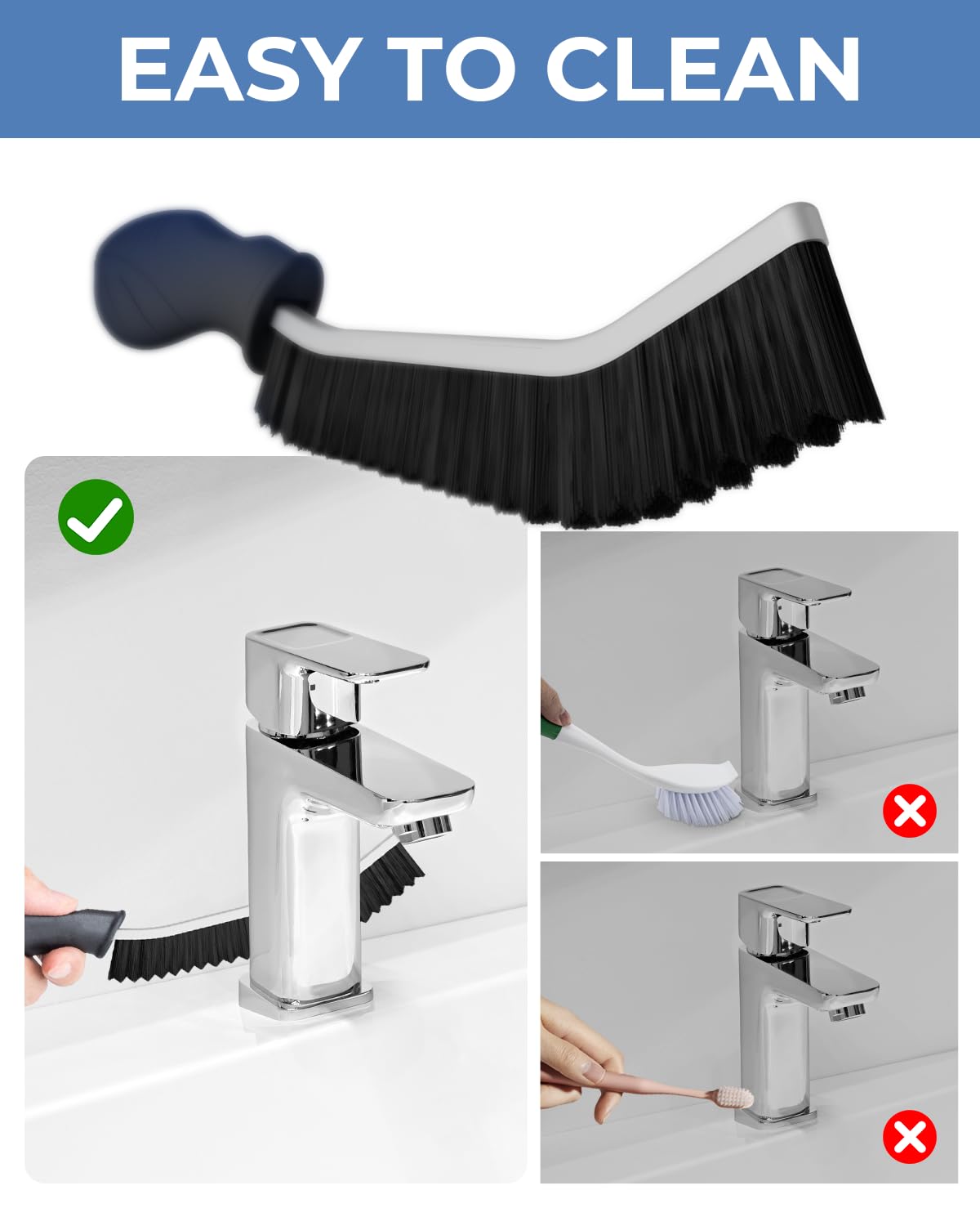 6 Pack - Multi-pack Cleangor Crevice Cleaning Brush Hard Bristle for Recess/Gaps