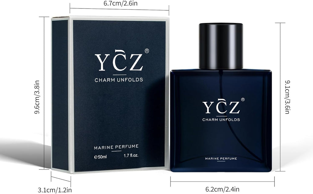 Ycz Charm Unfolds Marine Perfume for Men, 1.7 Oz. Long Lasting Eau De Parfum for Men, Oriental Woody Fragrance - Ideal Special Occasions, Making It the Ideal Gentlemen’S Gift