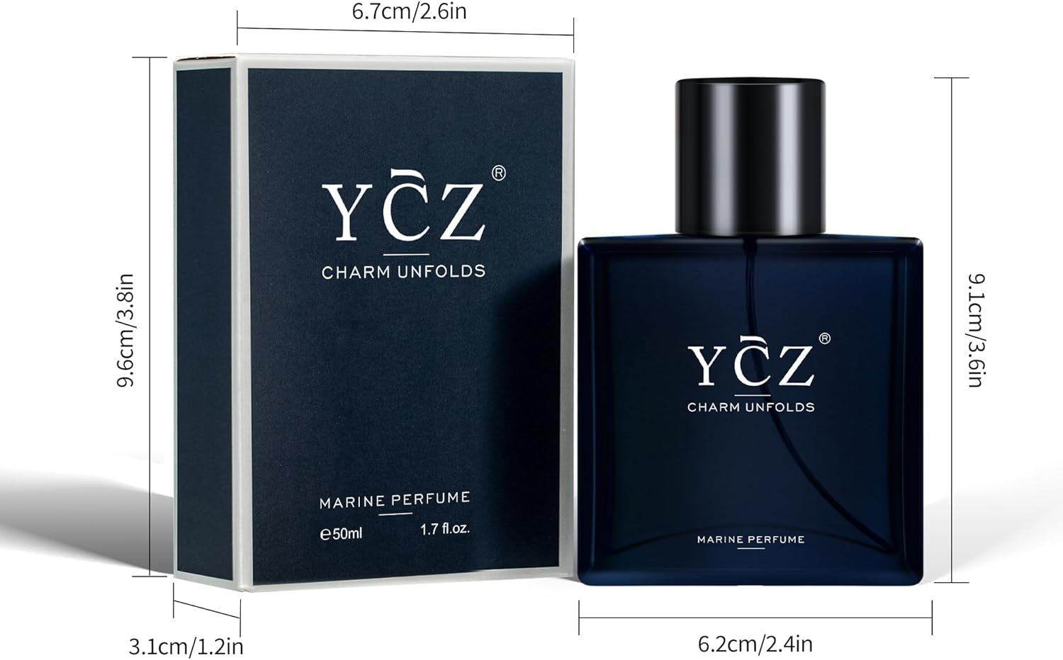Ycz Charm Unfolds Marine Perfume for Men, 1.7 Oz. Long Lasting Eau De Parfum for Men, Oriental Woody Fragrance - Ideal Special Occasions, Making It the Ideal Gentlemen’S Gift
