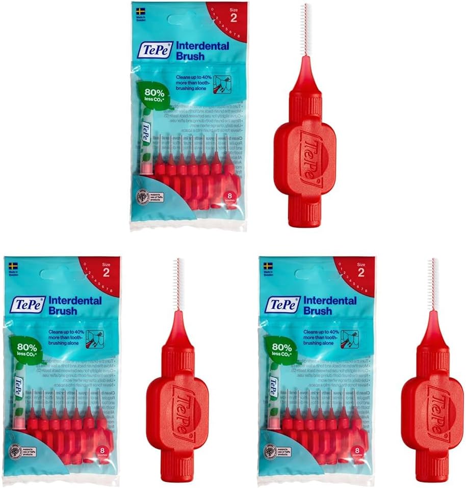 Tepe Interdental Brush, Original, Yellow, 0.7 Mm/Iso 4, 8Pcs, Plaque Removal, Efficient Clean between the Teeth, Tooth Floss, for Narrow Gaps