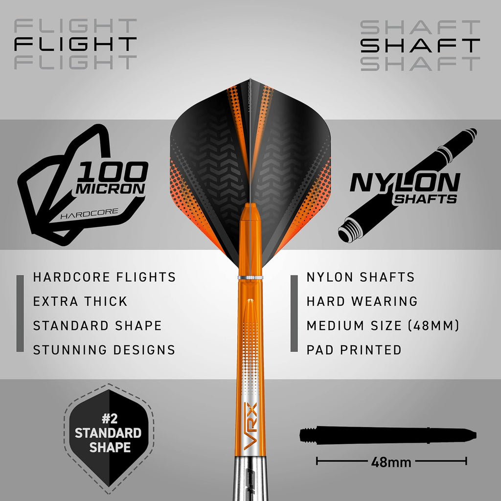 RED DRAGON Amberjack Tungsten Darts Set with Darts Flights & Dart Stems (Shafts) – Professional 90% Tungsten Premium Darts Set – Available in 22G, 23G, 24G, 25G, 26G, 27G, 28G, 30G