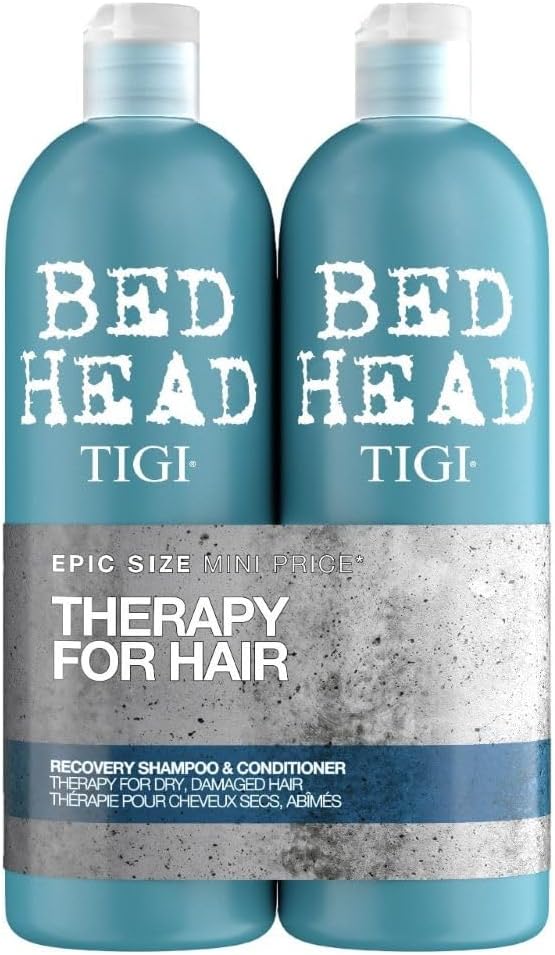 Bed Head by  750Ml Recovery Shampoo and Conditioner Set - Deep Moisture, Salon-Pro, Shampoo and Conditioner for Dry, Heat Damaged Hair to Control Frizz, Unisex Colour Protection Hair Treatment