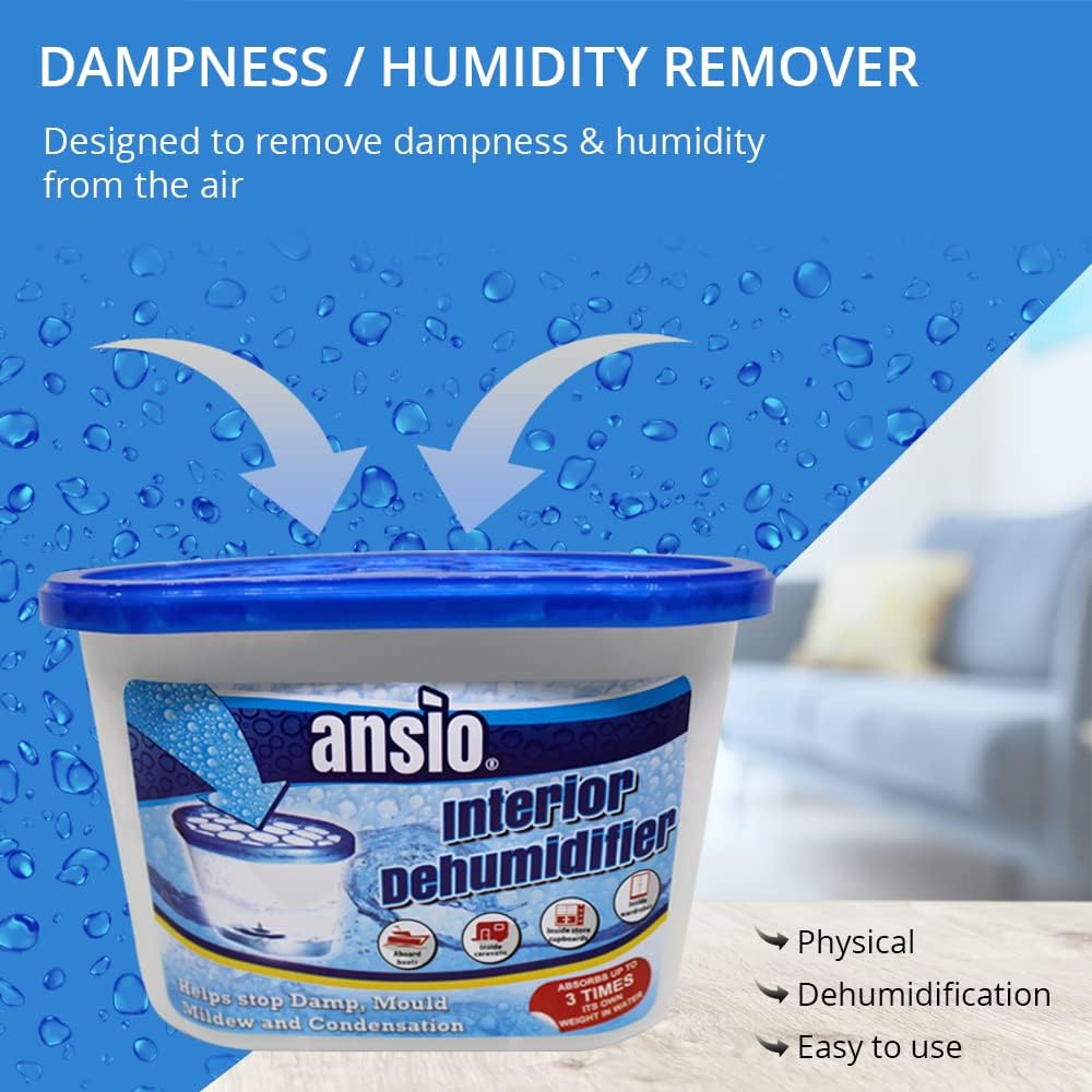ANSIO Dehumidifier Disposable Pack of 10 Room Moisture Absorber Condensation Remover De Humidifiers for Damp, Mould in Home, Bathroom, Window, House, Kitchen, Wardrobe, Bedroom Interior Moisture Traps