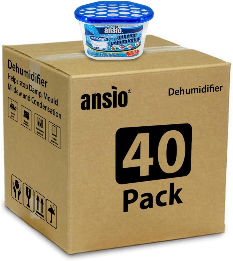 ANSIO Dehumidifier Disposable Pack of 10 Room Moisture Absorber Condensation Remover De Humidifiers for Damp, Mould in Home, Bathroom, Window, House, Kitchen, Wardrobe, Bedroom Interior Moisture Traps