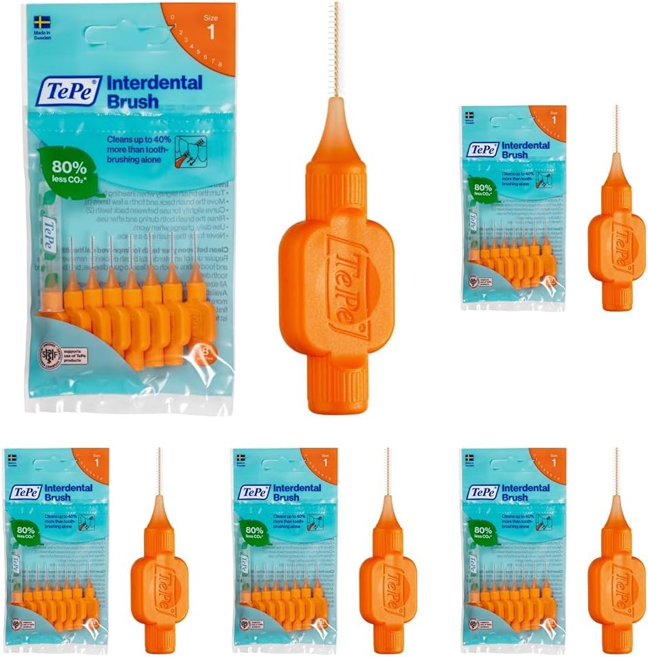 Tepe Interdental Brush, Original, Yellow, 0.7 Mm/Iso 4, 8Pcs, Plaque Removal, Efficient Clean between the Teeth, Tooth Floss, for Narrow Gaps