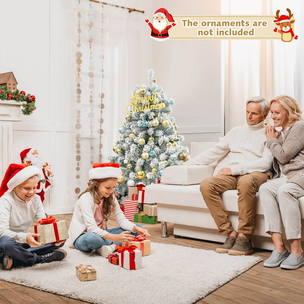 4.5 Feet Flocked Christmas Tree with 295 Tips and 150 LED Lights