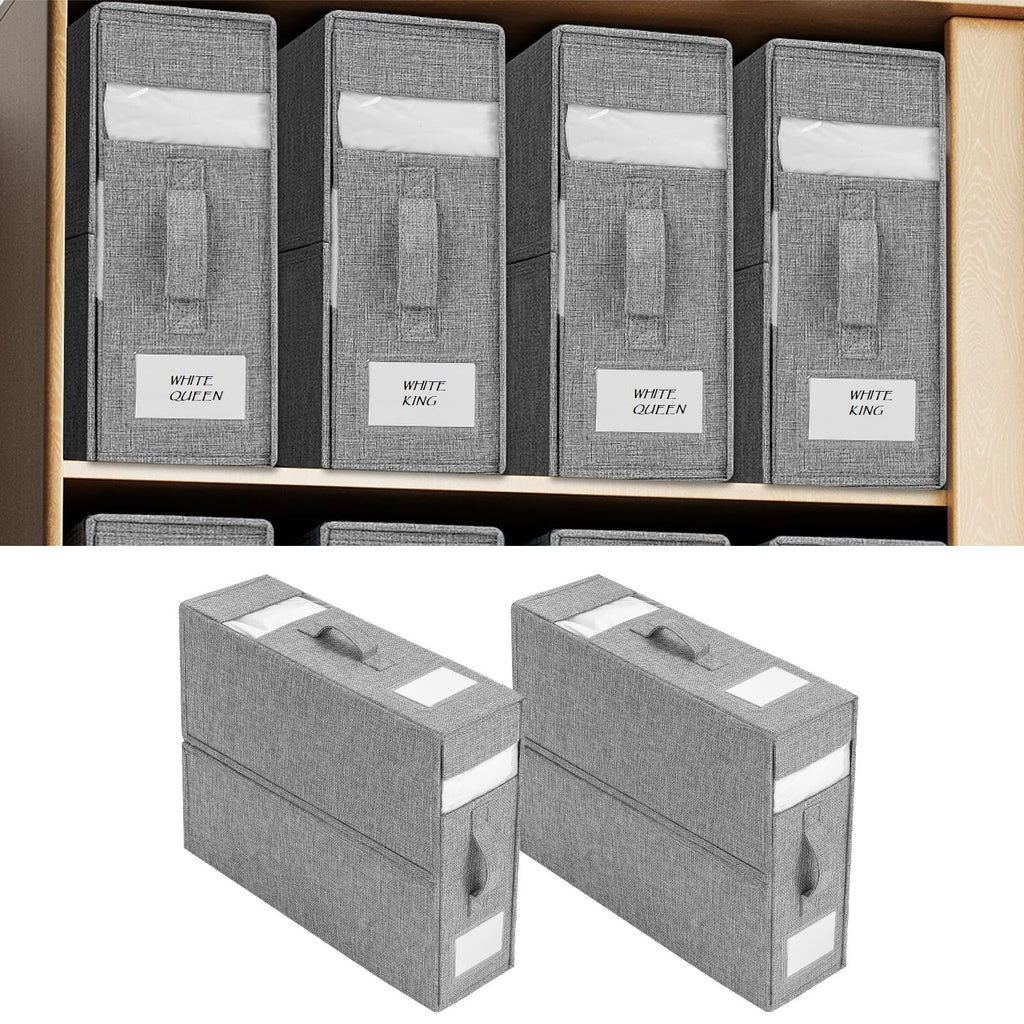 2 Pack - Foldable Bed Sheet/Linen/Towels/Clothes Organiser Storage Box. (Grey)