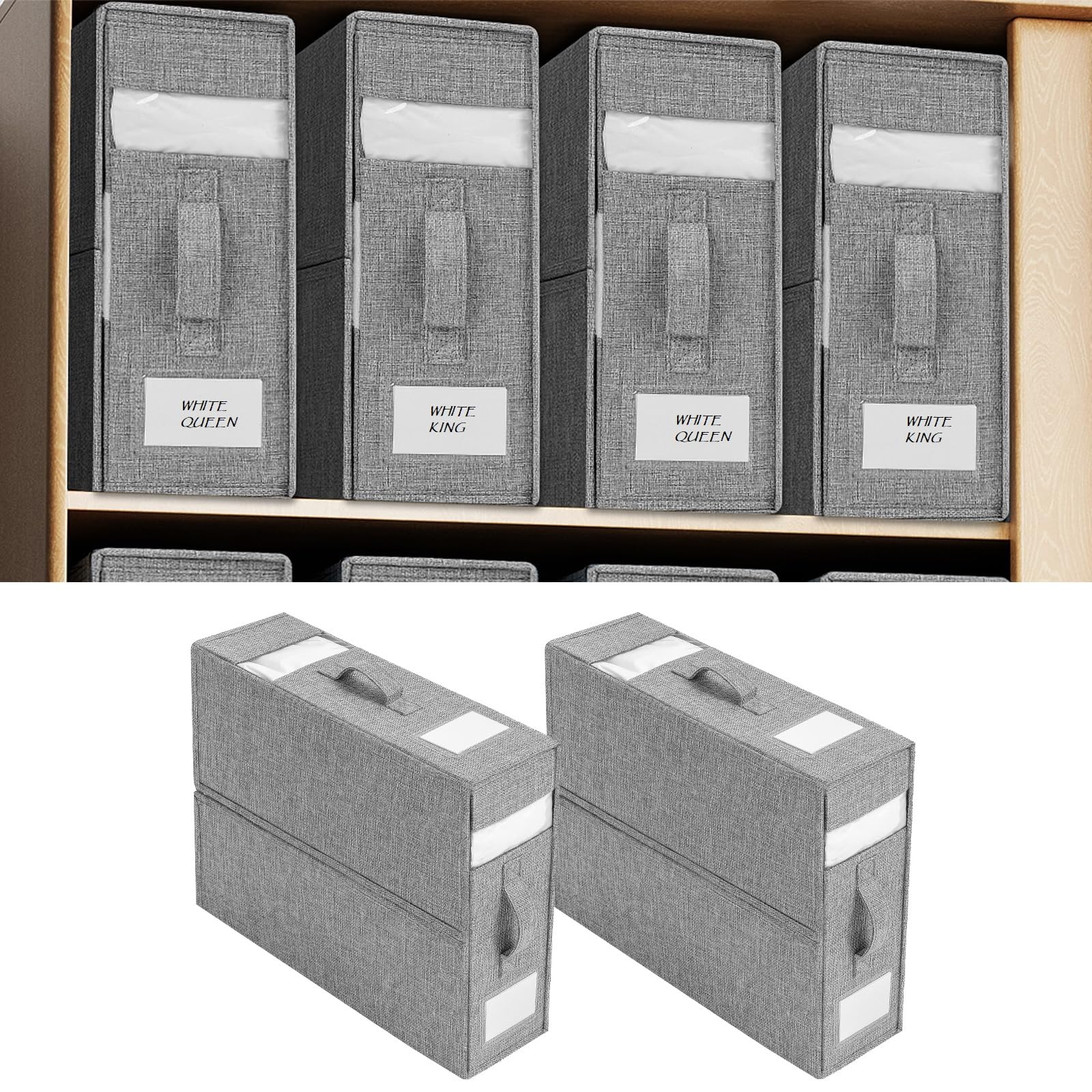 2 Pack - Foldable Bed Sheet/Linen/Towels/Clothes Organiser Storage Box. (Grey)