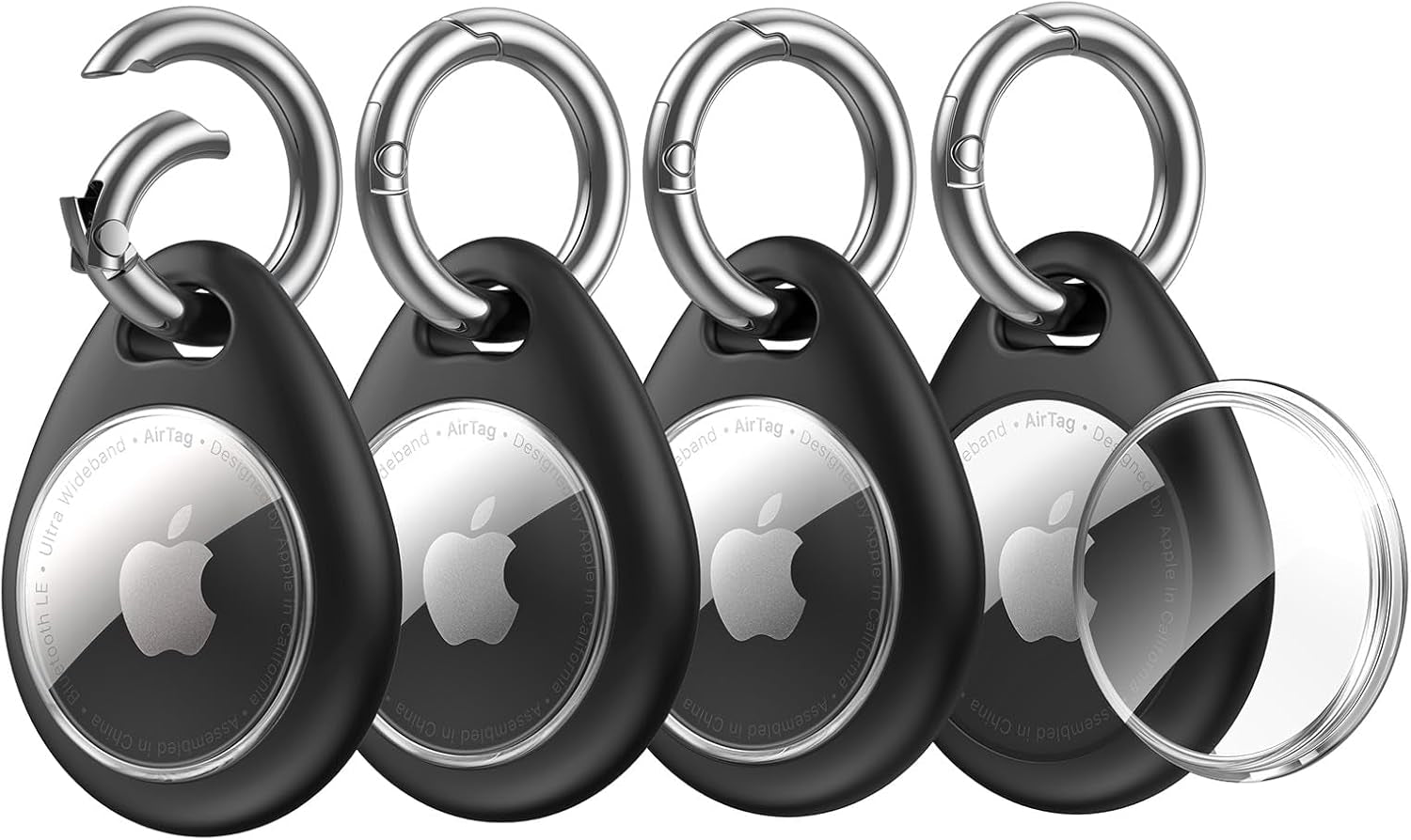 Unbreakcable 360° Protective Case for Airtag, [4-Pack] Airtags Keyring Holder, Scratch-Resistant, Lock Design, Keychain for Airtag, TPU Full Cover Case for Key, Bag, Luggage, Pet Collar (Black&Blue)