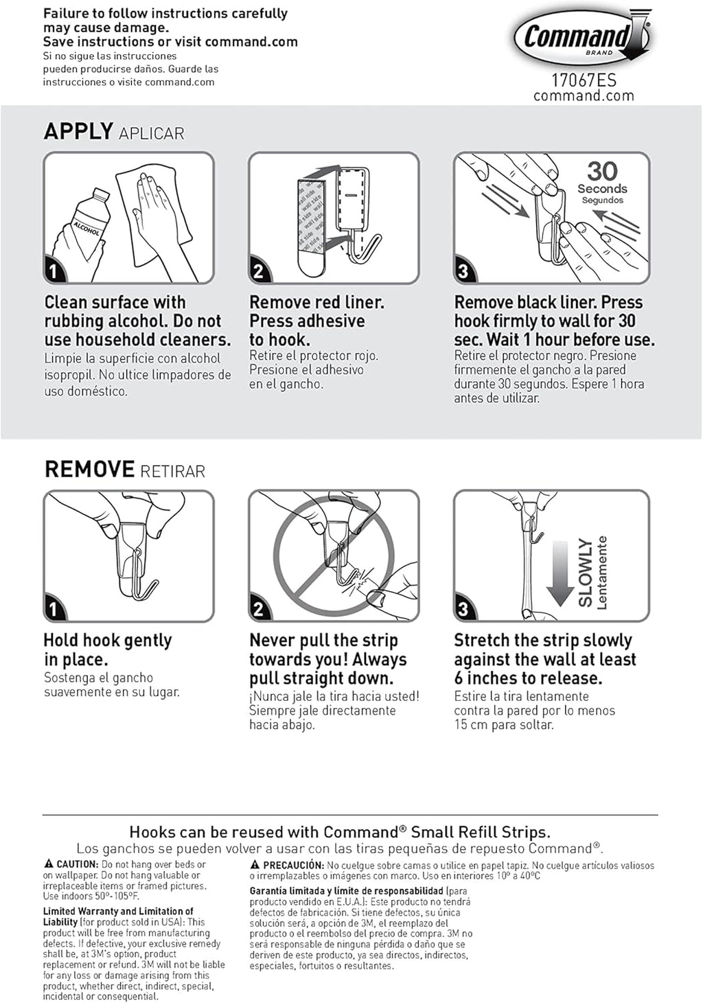 Command GP067-16NA Small Wire Hardware, Silver, White, 16 Hooks