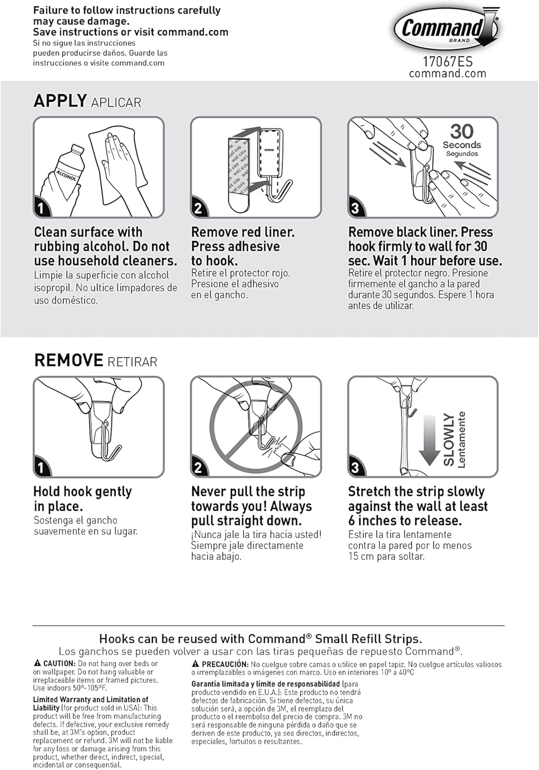 Command GP067-16NA Small Wire Hardware, Silver, White, 16 Hooks