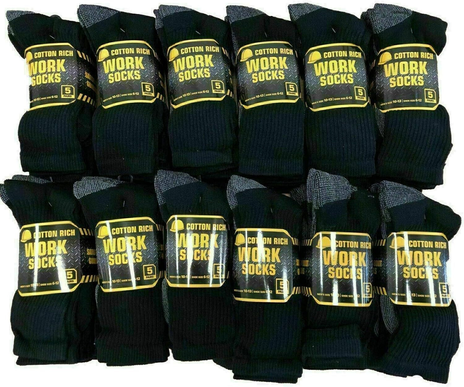 Workwear Men’S Arch Support Reinforced Toe Heel Cotton Rich Comfortable Heavy Duty Cushioned Sole Work Socks (6-11)