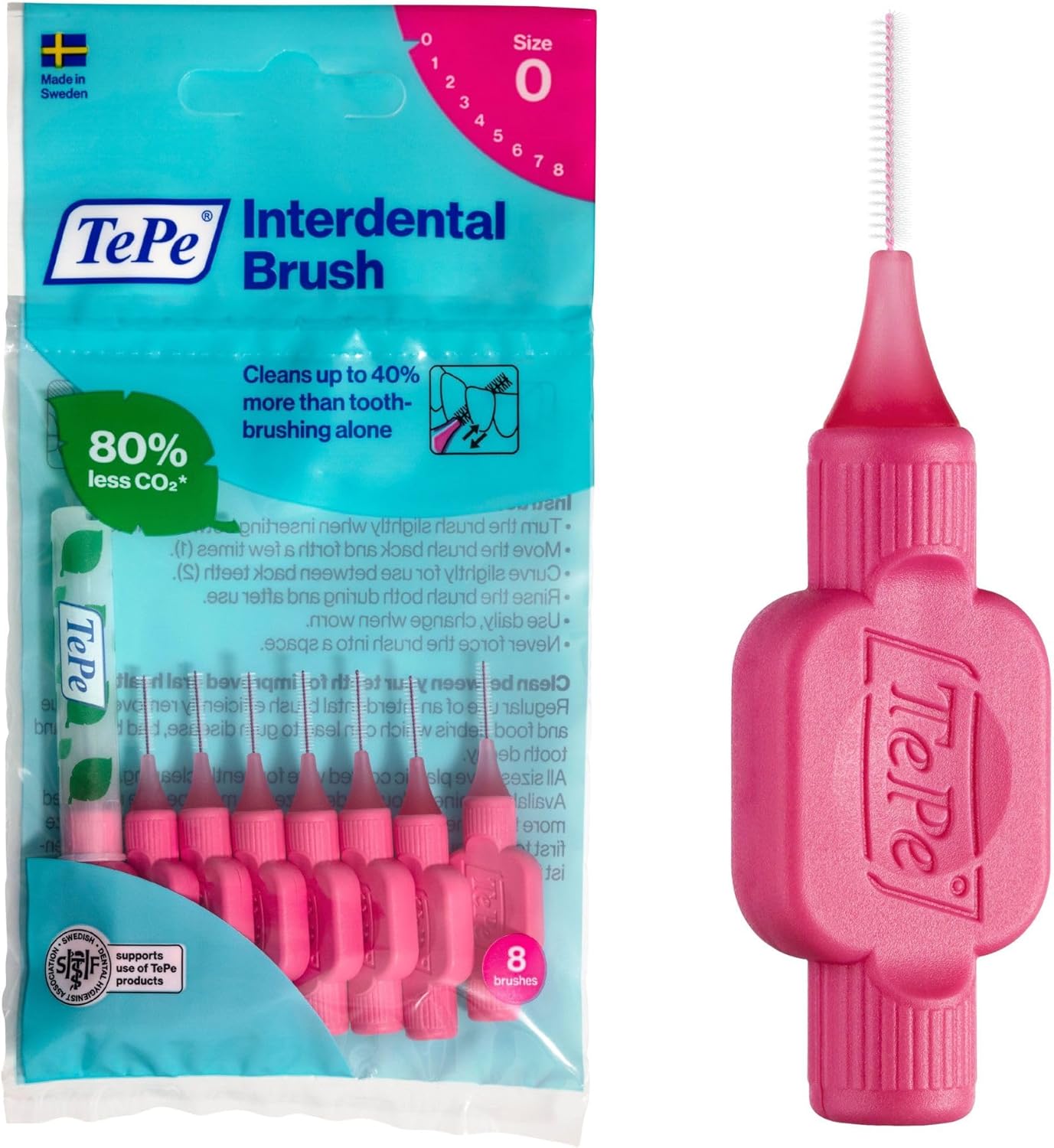 Tepe Interdental Brush, Original, Yellow, 0.7 Mm/Iso 4, 8Pcs, Plaque Removal, Efficient Clean between the Teeth, Tooth Floss, for Narrow Gaps