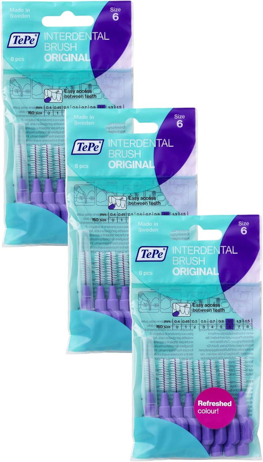 Tepe Interdental Brush, Original, Yellow, 0.7 Mm/Iso 4, 8Pcs, Plaque Removal, Efficient Clean between the Teeth, Tooth Floss, for Narrow Gaps
