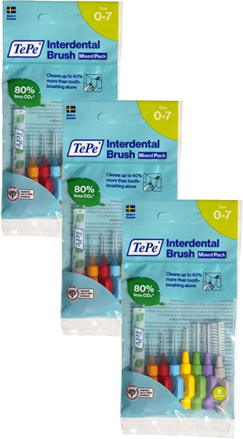Tepe Interdental Brush, Original, Yellow, 0.7 Mm/Iso 4, 8Pcs, Plaque Removal, Efficient Clean between the Teeth, Tooth Floss, for Narrow Gaps