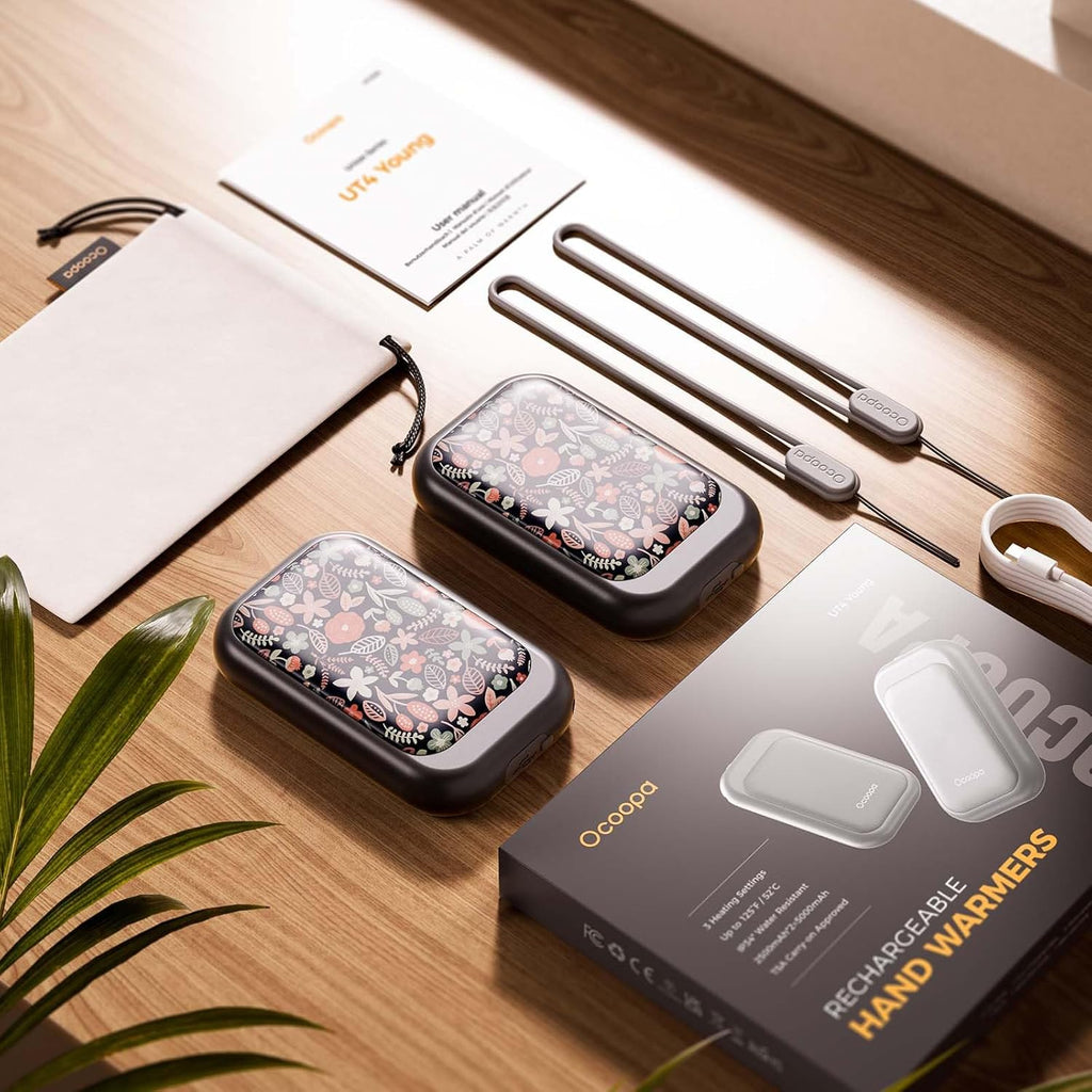 Magnetic Rechargeable Hand Warmers 2 Pack, Card-Style Electric Hand Warmer, Pocket Battery Operated Heater, UL Certified, 3 Heat Settings, Tech Gifts for Men,Purse Must Haves, UT4 Young