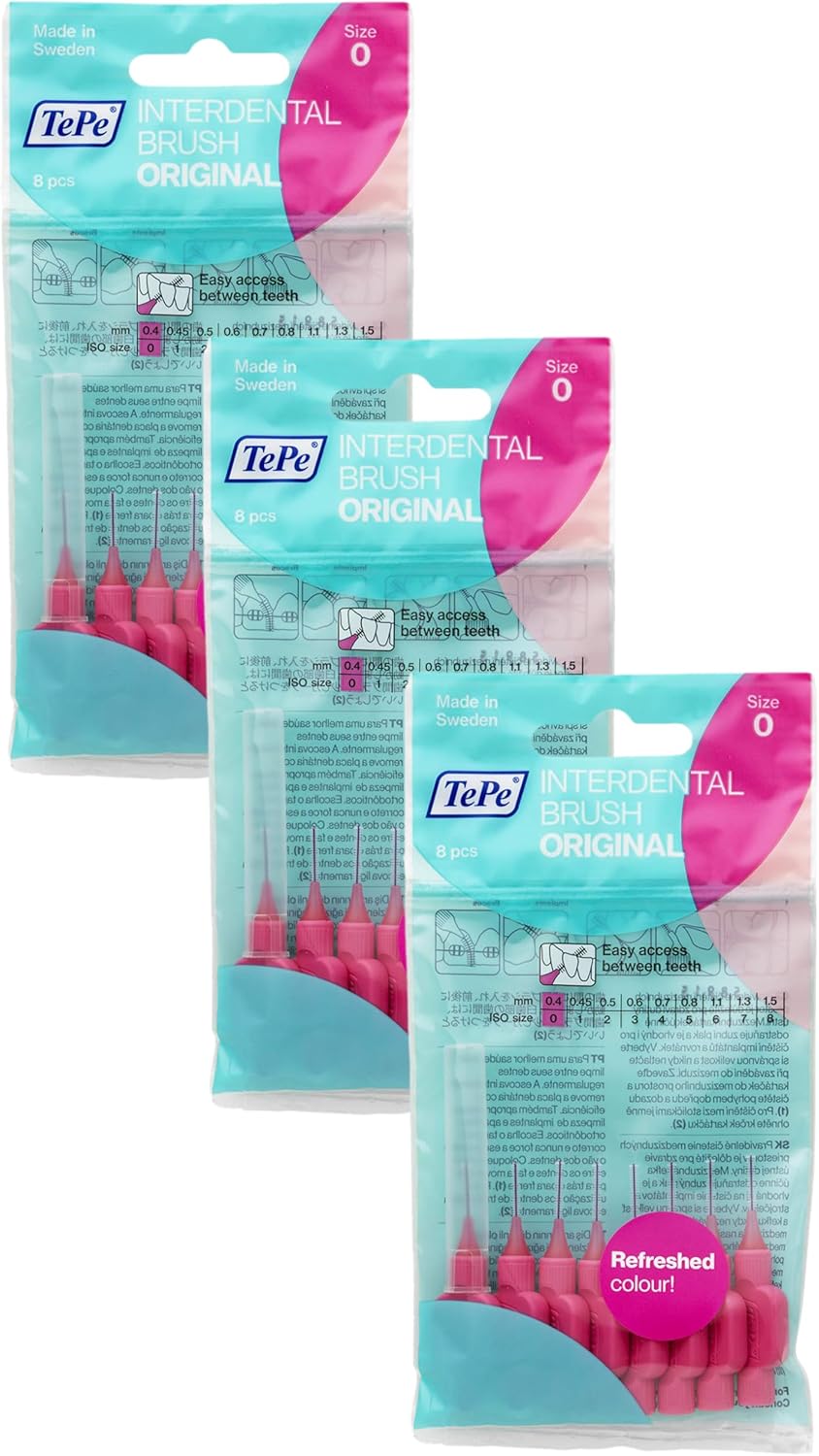 Tepe Interdental Brush, Original, Yellow, 0.7 Mm/Iso 4, 8Pcs, Plaque Removal, Efficient Clean between the Teeth, Tooth Floss, for Narrow Gaps