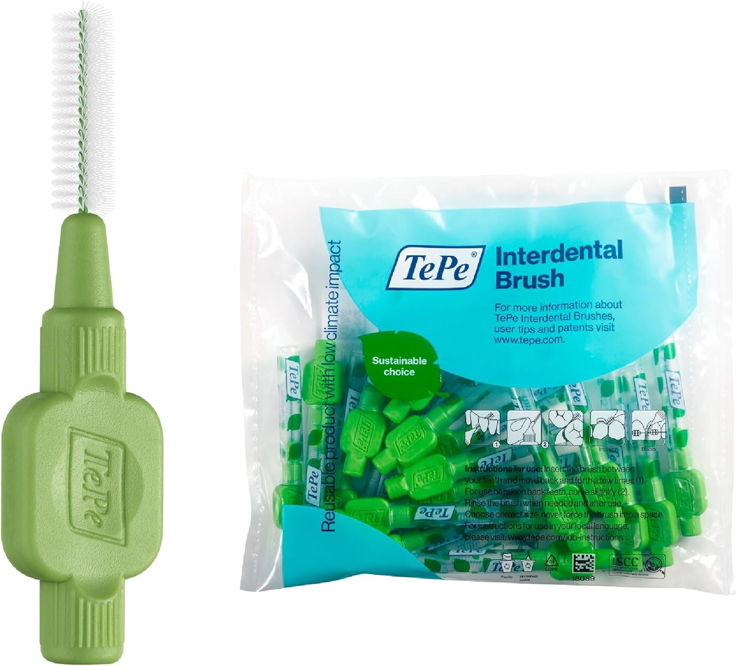 Tepe Interdental Brush, Original, Yellow, 0.7 Mm/Iso 4, 8Pcs, Plaque Removal, Efficient Clean between the Teeth, Tooth Floss, for Narrow Gaps