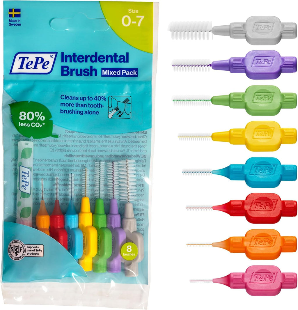 Tepe Interdental Brush, Original, Yellow, 0.7 Mm/Iso 4, 8Pcs, Plaque Removal, Efficient Clean between the Teeth, Tooth Floss, for Narrow Gaps
