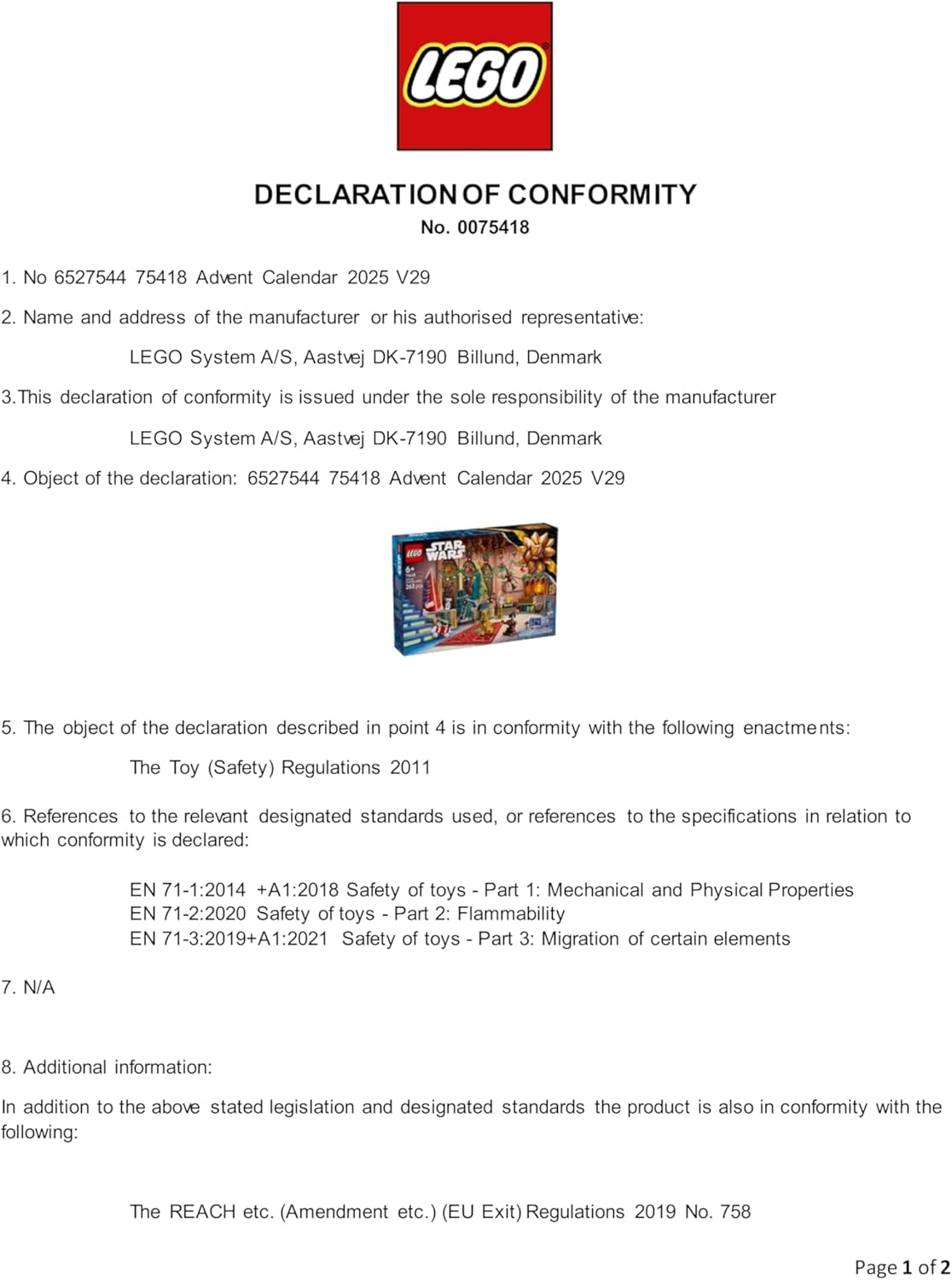 Star Wars Advent Calendar 2025 for 6+ Year Old Boys - Christmas Countdown Toy with 24 Surprises Incl. 2 Minifigures & 5 Droid Figures - Gift Idea - 75418