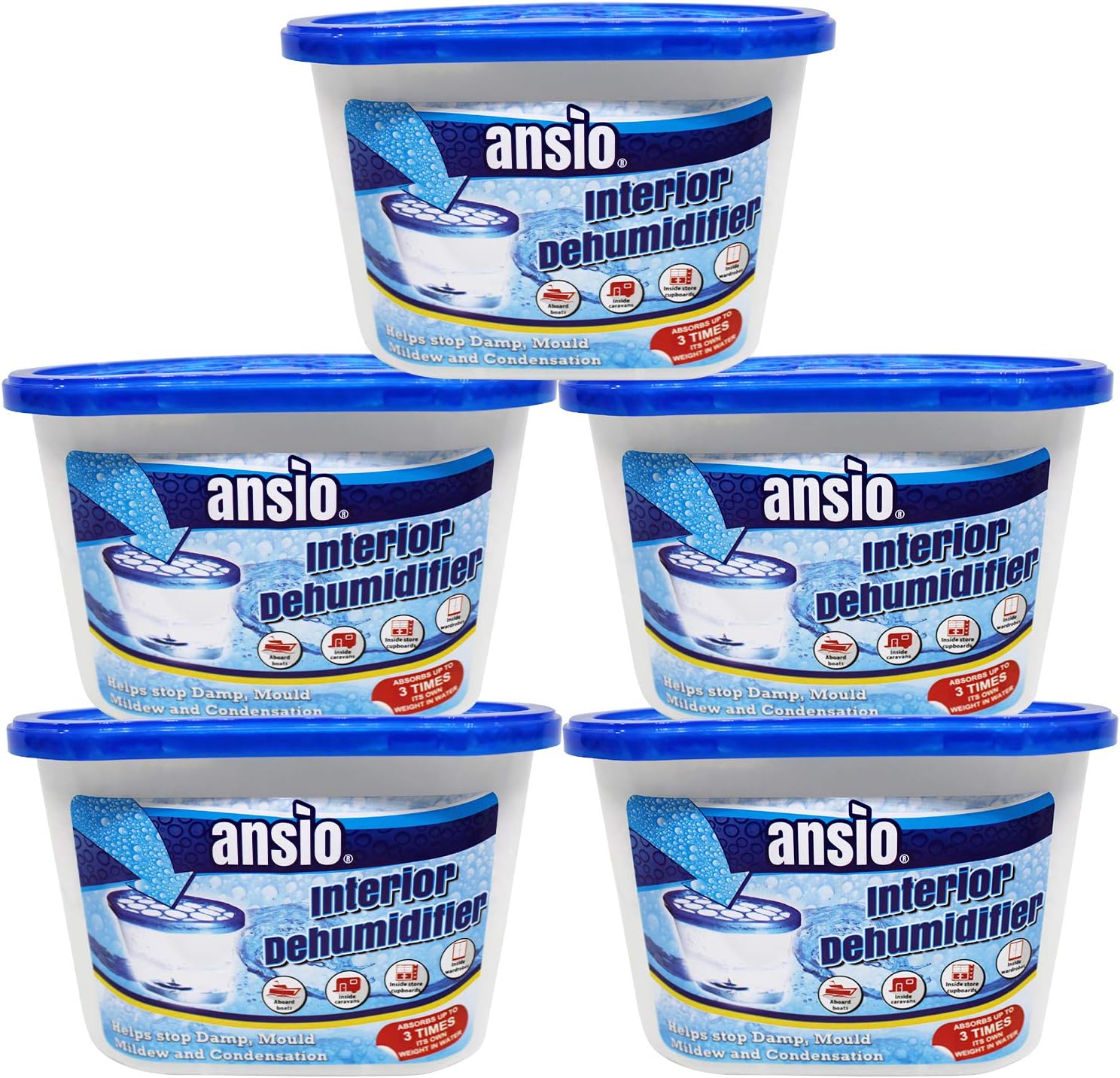 ANSIO Dehumidifier Disposable Pack of 10 Room Moisture Absorber Condensation Remover De Humidifiers for Damp, Mould in Home, Bathroom, Window, House, Kitchen, Wardrobe, Bedroom Interior Moisture Traps