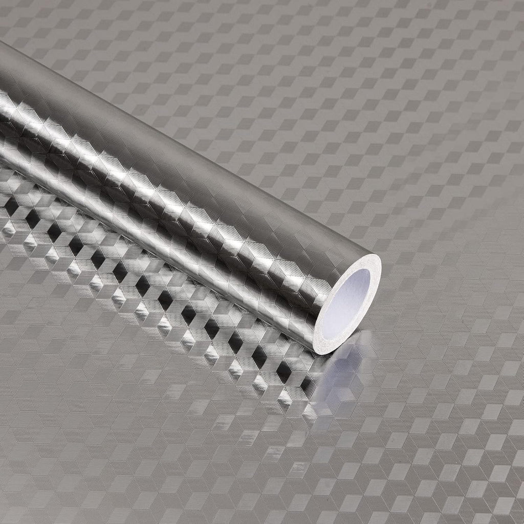 Abyssaly Oil Proof Sticker Self Adhesive Wallpaper Viny Wrap Aluminum Silver Foil 30Cm X 200Cm Waterproof Sticky Back Plastic Roll for Kitchen Drawer Liners Shelf Liner Cupboard Backsplash