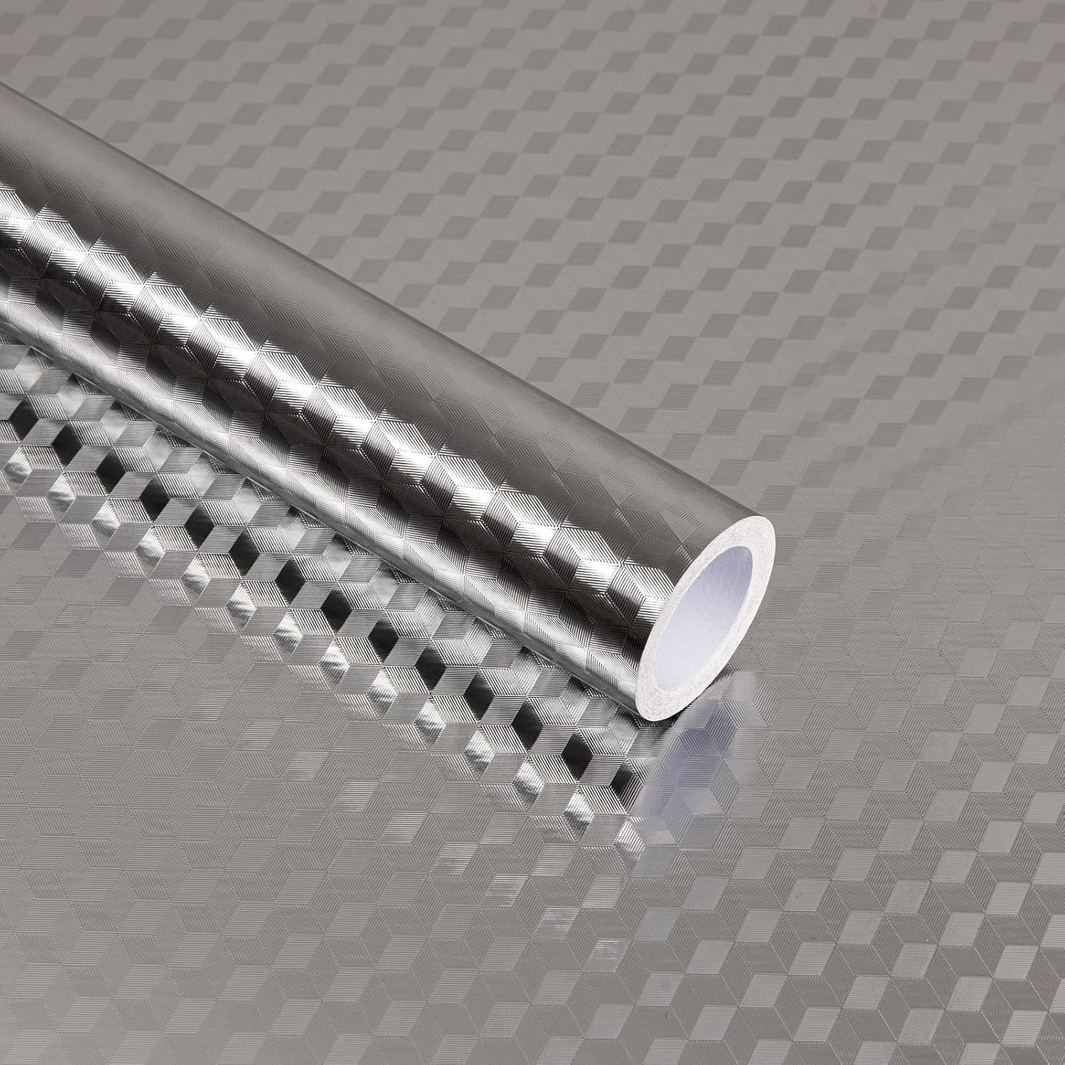Abyssaly Oil Proof Sticker Self Adhesive Wallpaper Viny Wrap Aluminum Silver Foil 30Cm X 200Cm Waterproof Sticky Back Plastic Roll for Kitchen Drawer Liners Shelf Liner Cupboard Backsplash