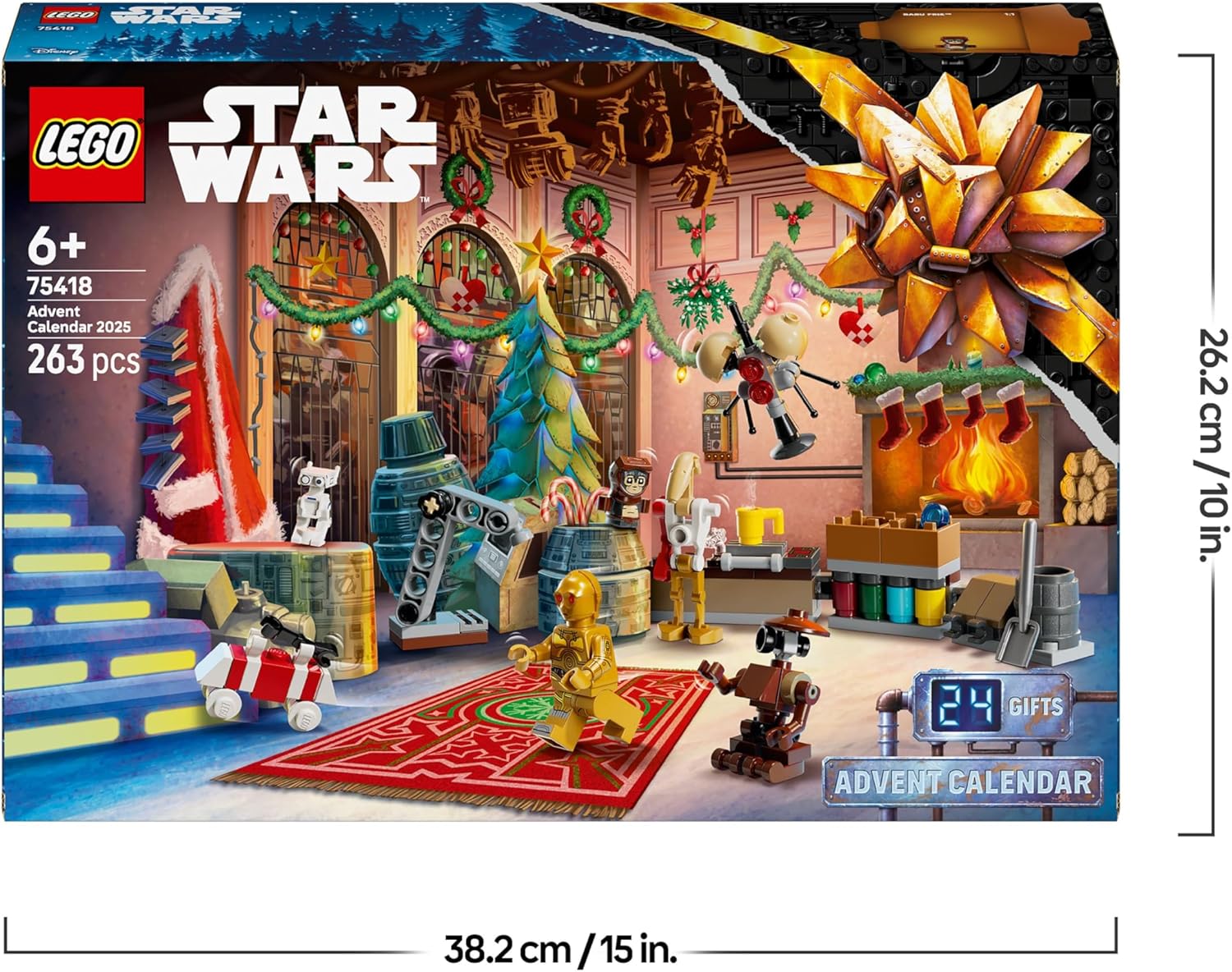 Star Wars Advent Calendar 2025 for 6+ Year Old Boys - Christmas Countdown Toy with 24 Surprises Incl. 2 Minifigures & 5 Droid Figures - Gift Idea - 75418