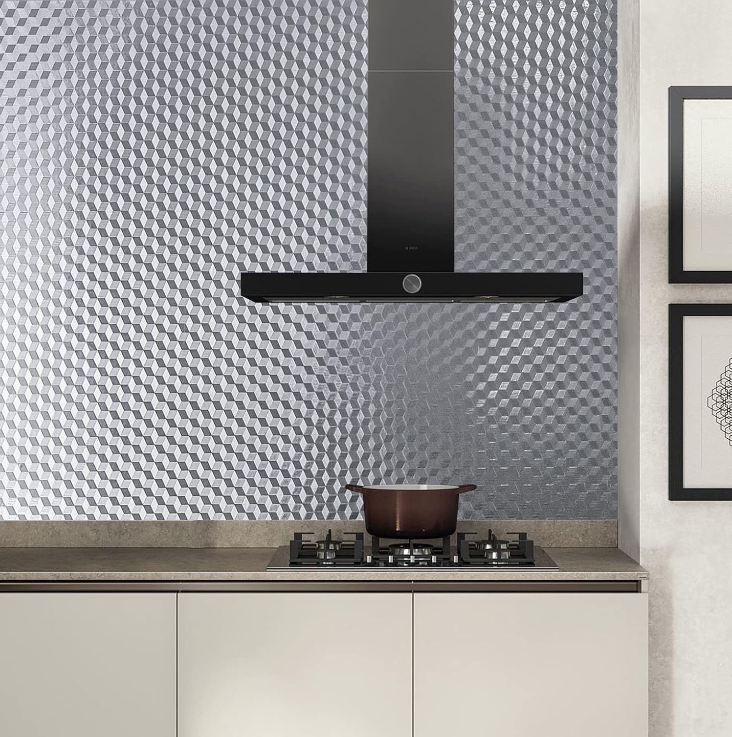 Abyssaly Oil Proof Sticker Self Adhesive Wallpaper Viny Wrap Aluminum Silver Foil 30Cm X 200Cm Waterproof Sticky Back Plastic Roll for Kitchen Drawer Liners Shelf Liner Cupboard Backsplash