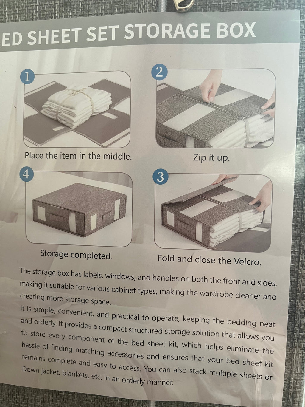 2 Pack - Foldable Bed Sheet/Linen/Towels/Clothes Organiser Storage Box. (Grey)