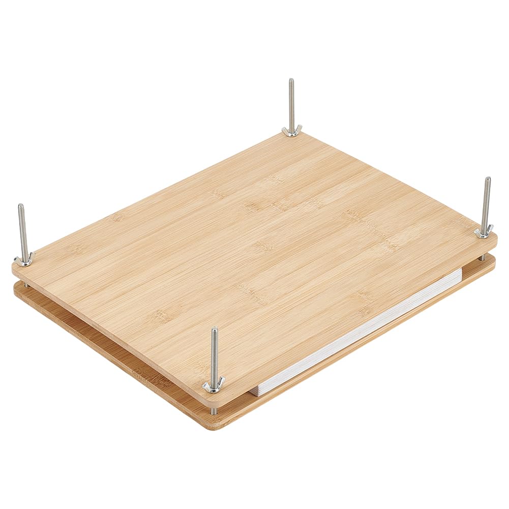 UNICRAFTALE Wooden Book Press Bookbinding Brown Rectangle Bamboo Portable Book Press Bookbinding Tool Flat Paper Press Machine for Bookbinding Supplies DIY Handmade Paper Press 373x288x8.5mm