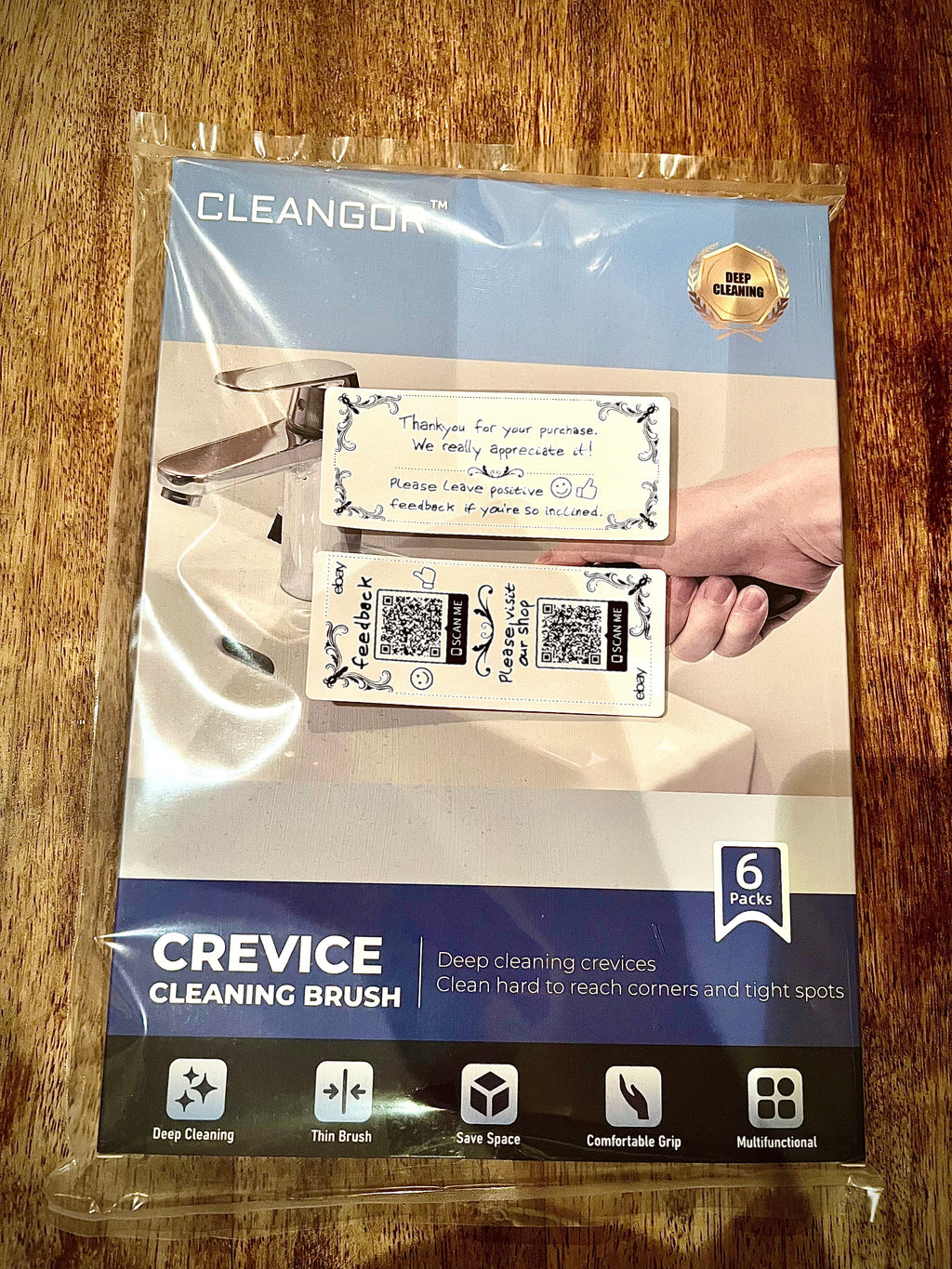 6 Pack - Multi-pack Cleangor Crevice Cleaning Brush Hard Bristle for Recess/Gaps