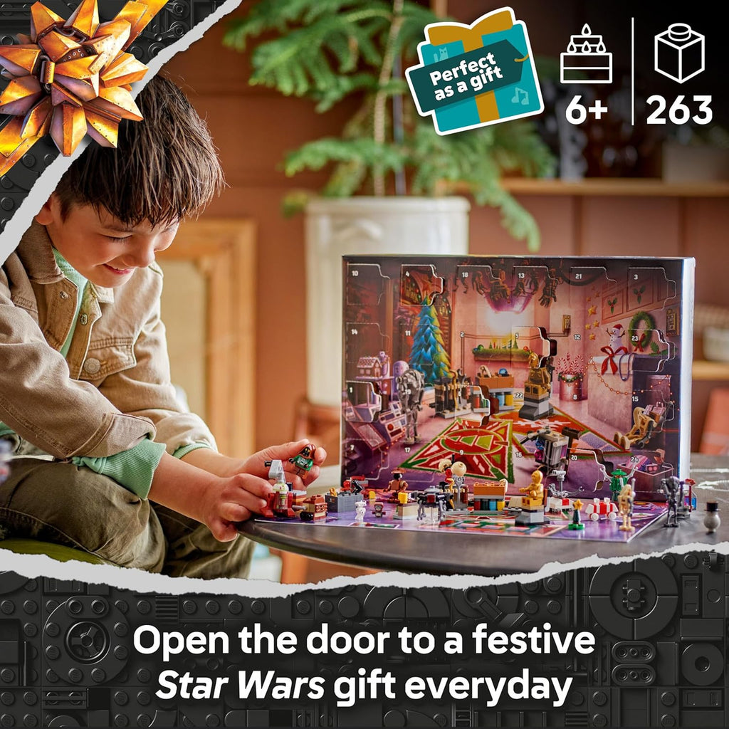 Star Wars Advent Calendar 2025 for 6+ Year Old Boys - Christmas Countdown Toy with 24 Surprises Incl. 2 Minifigures & 5 Droid Figures - Gift Idea - 75418