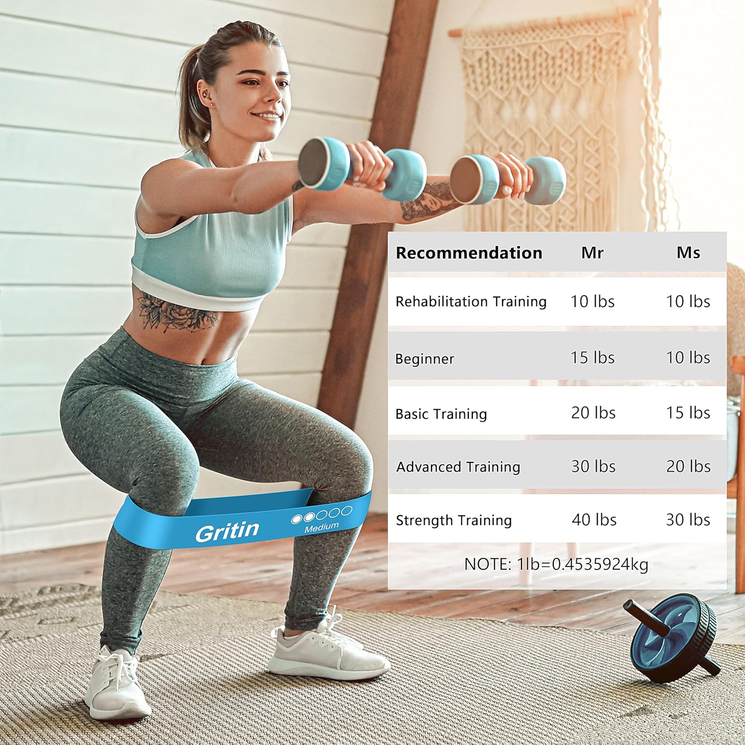 Gritin Resistance Bands, Set of 5 Skin-Friendly Resistance Fitness Exercise Loop Bands with 5 Different Strength Levels - Carrying Case Included - Ideal for Home, Gym, Yoga, Training