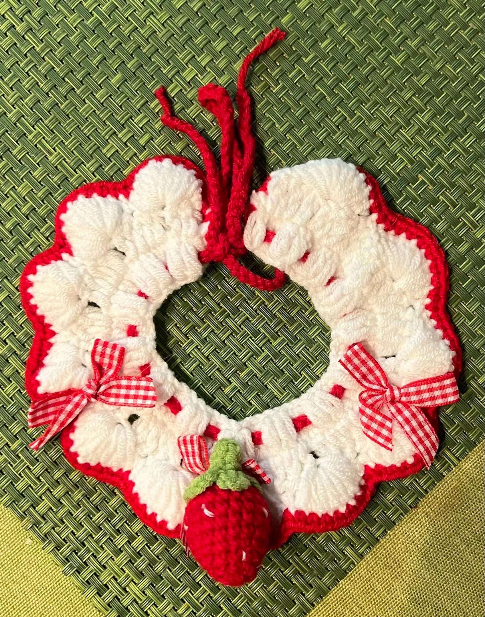 Handmade Crochet Pet Collar: Customizable Knit Cat & Dog Collar