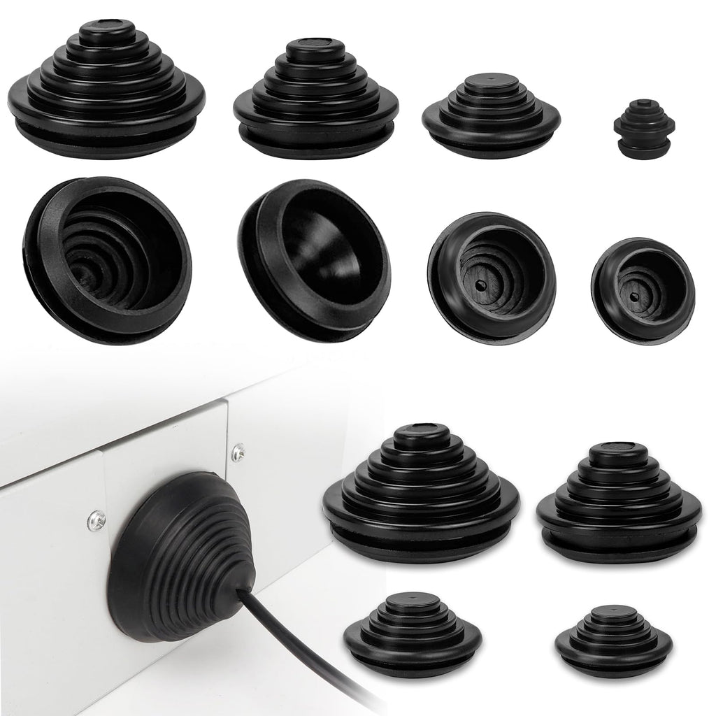 60 Pcs Rubber Grommet Kit, 10 mm/20 mm/25 mm/30 mm Protection Firewall Hole Plug, Gasket Guard Ring, Rubber Grommet, Electrical Wire Gaskets, Gasket Protector Ring Hole for Cable, Wire, connectors