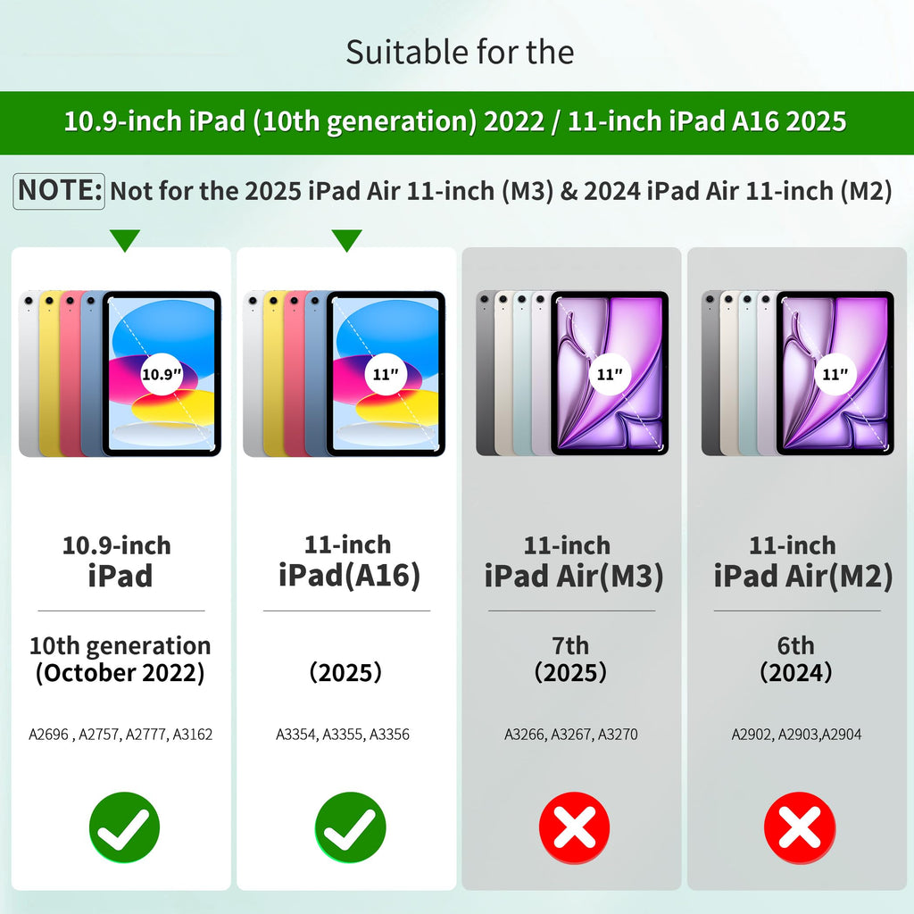 EasyAcc Case for iPad (A16) 11th/10th Generation 2025/2022 11/10.9 inch, Slim Hard Protective Cover for iPad 11/10 Gen, Models A3354/A3355/A3356/A2696/A2757/A2777/A3162