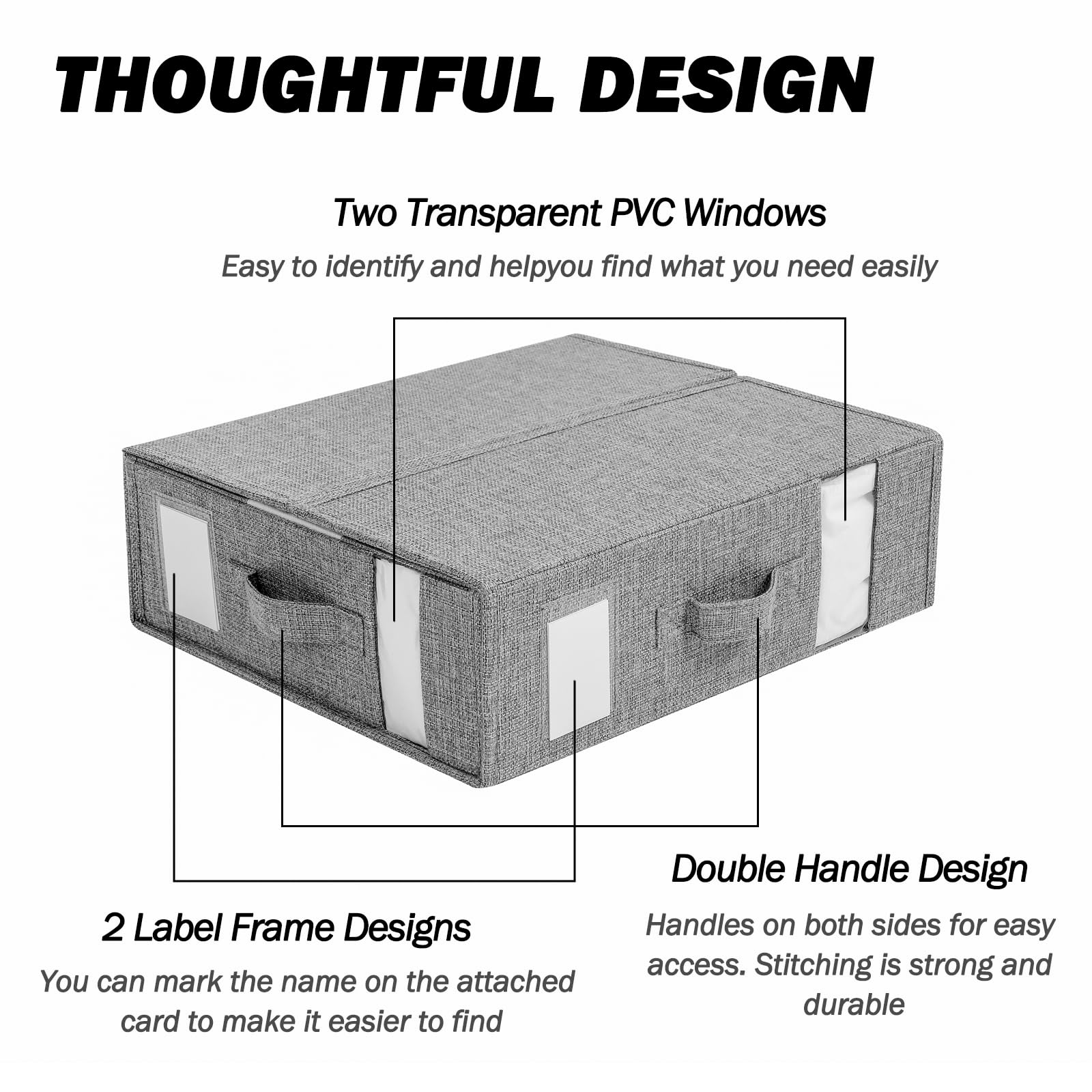 2 Pack - Foldable Bed Sheet/Linen/Towels/Clothes Organiser Storage Box. (Grey)