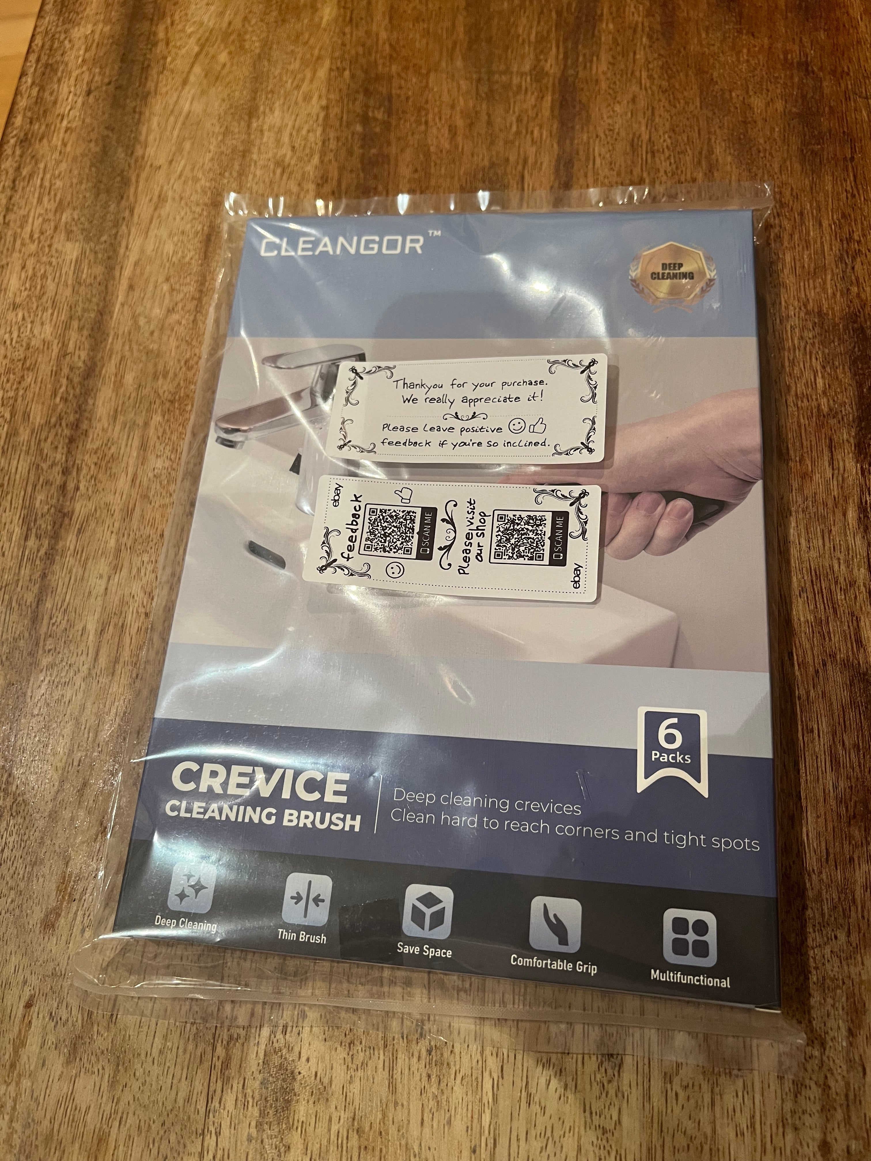 6 Pack - Multi-pack Cleangor Crevice Cleaning Brush Hard Bristle for Recess/Gaps