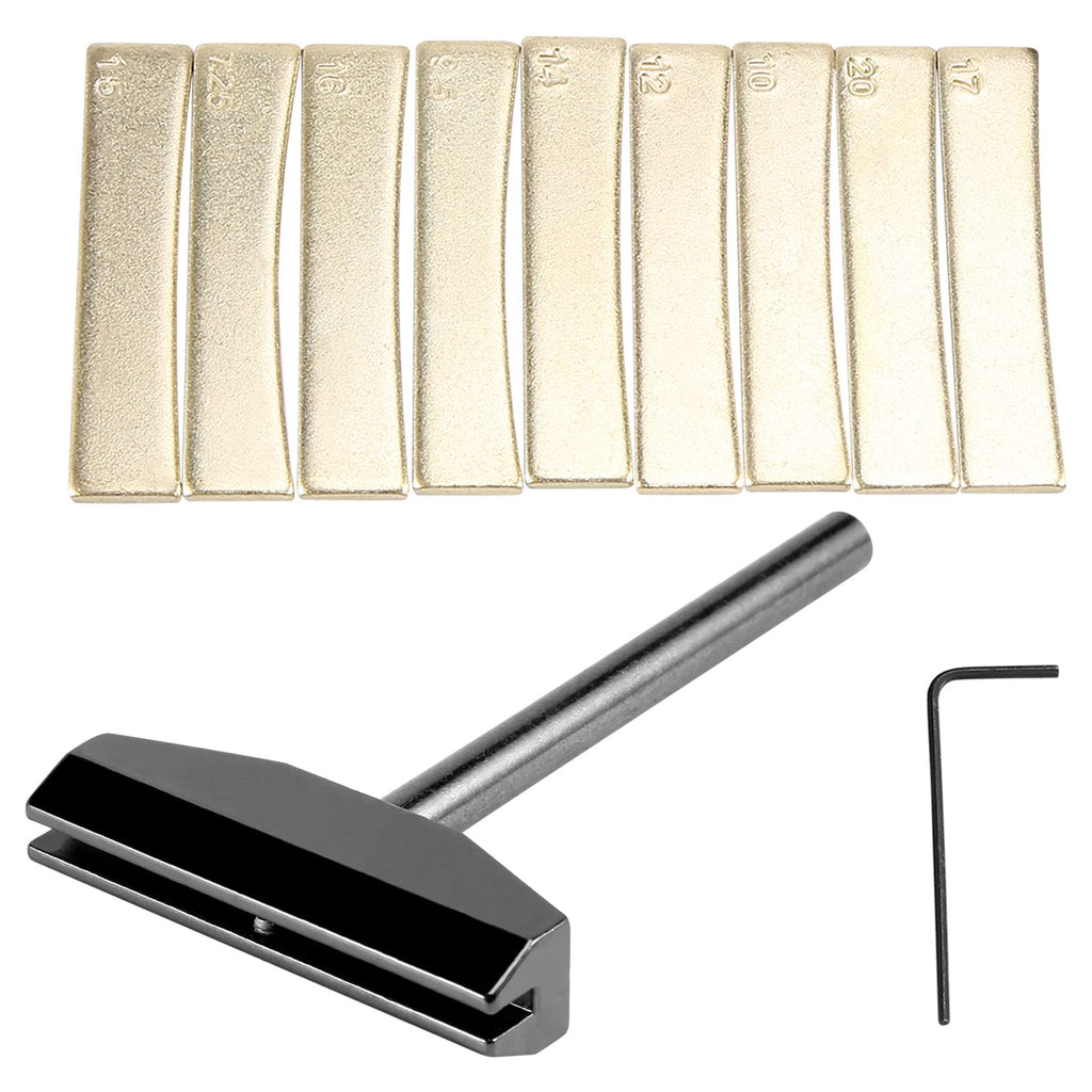 Dropfree Luthier Tools Set Guitar Bass Fret Caul Fingerboard Pressing Tool + 9Pcs Brass Radian Fret Inserts with Hex Wrench