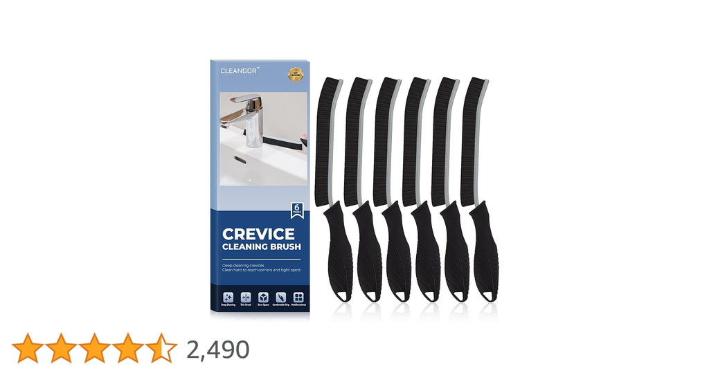 6 Pack - Multi-pack Cleangor Crevice Cleaning Brush Hard Bristle for Recess/Gaps