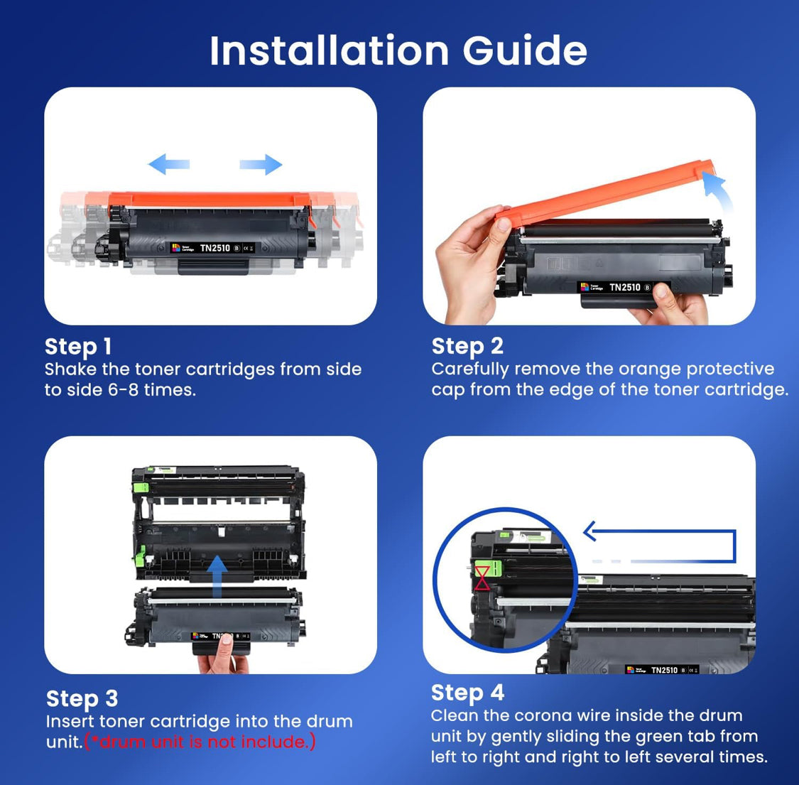 Hookink Twin Pack Brother TN-2510 Black Toner Cartridge