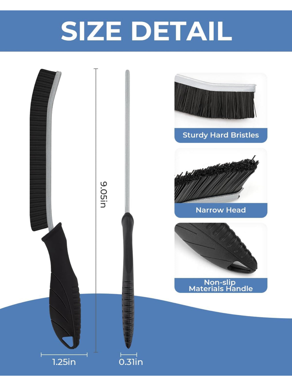 6 Pack - Multi-pack Cleangor Crevice Cleaning Brush Hard Bristle for Recess/Gaps