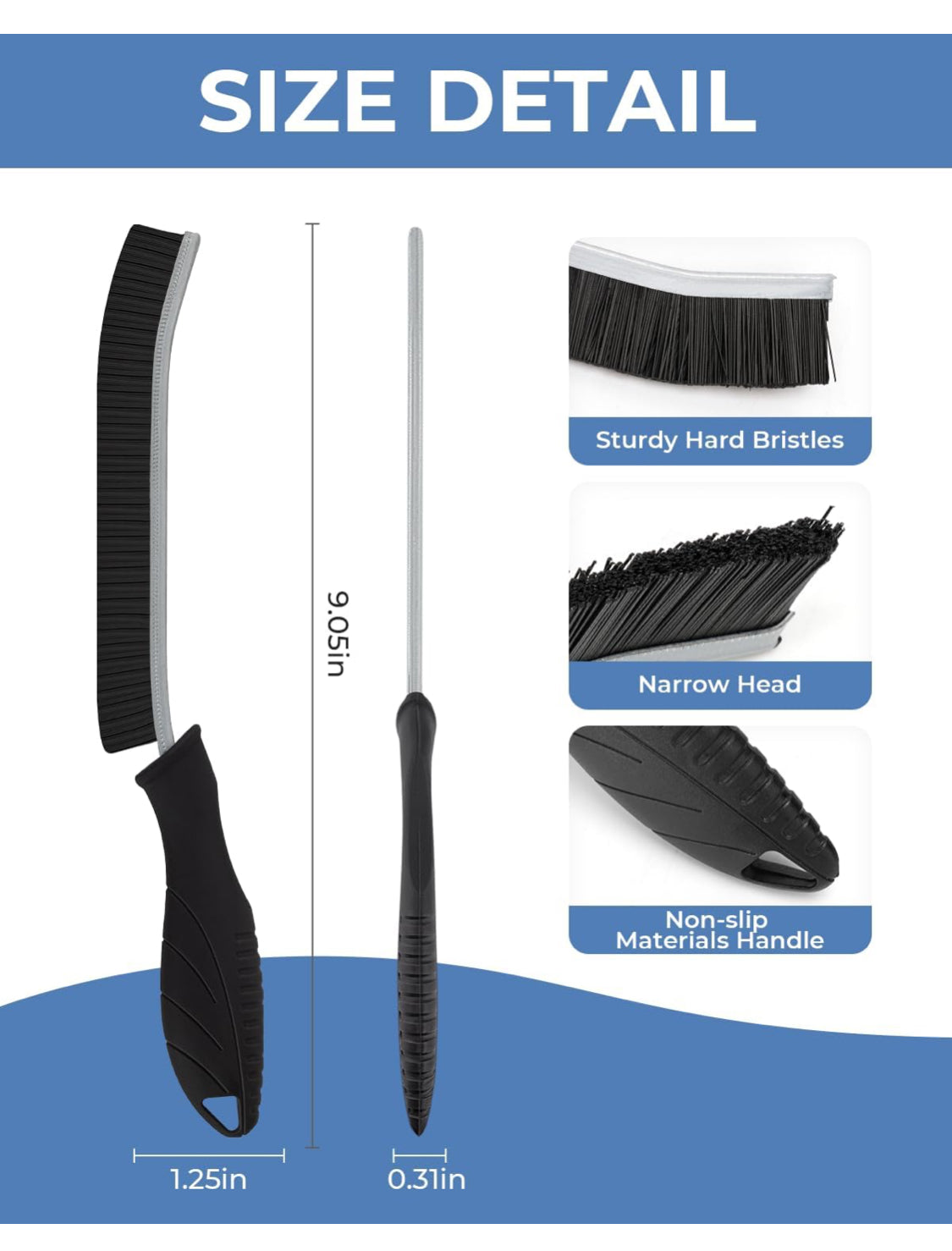 6 Pack - Multi-pack Cleangor Crevice Cleaning Brush Hard Bristle for Recess/Gaps