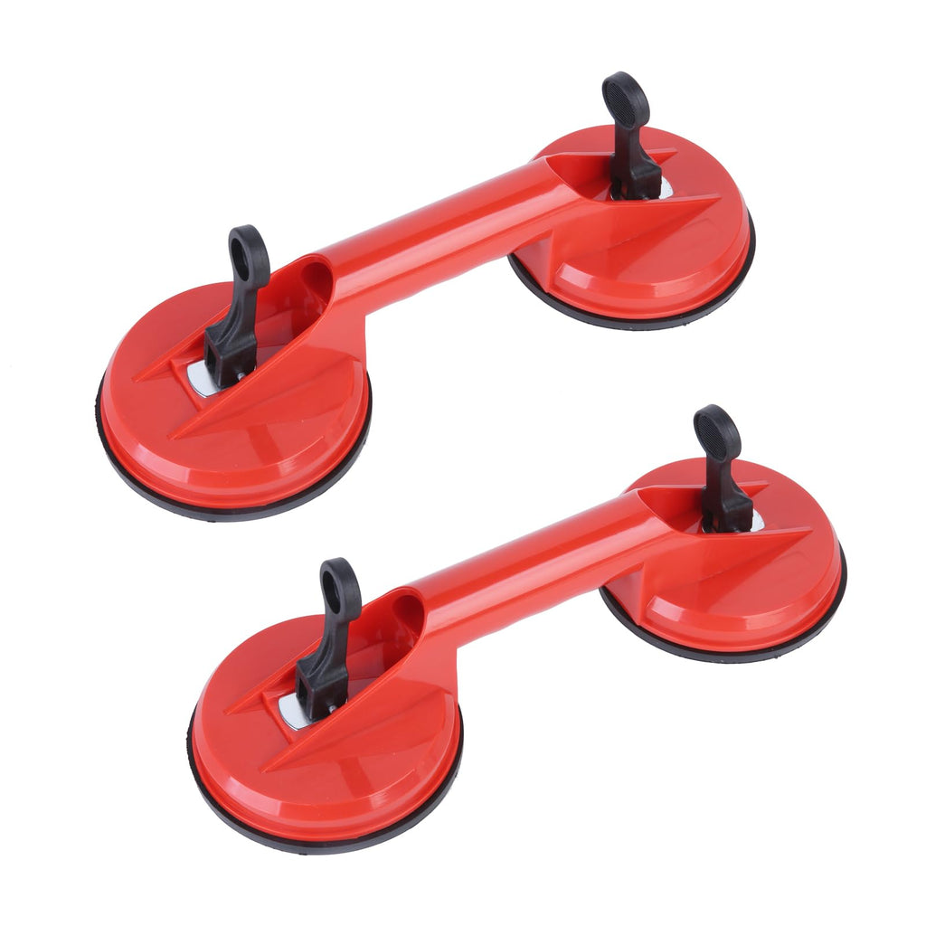 ICEBLUEOR 2 Pack Heavy Duty Glass Suction Cups, Glass Suckers Lifters, Dual Vacuum Plate Handle Glass Suckers to Lift Glass, Tiles, Slabs, Lifting Capacity 100kg