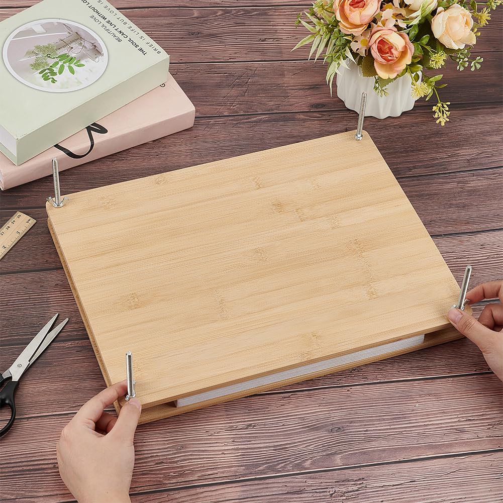 UNICRAFTALE Wooden Book Press Bookbinding Brown Rectangle Bamboo Portable Book Press Bookbinding Tool Flat Paper Press Machine for Bookbinding Supplies DIY Handmade Paper Press 373x288x8.5mm