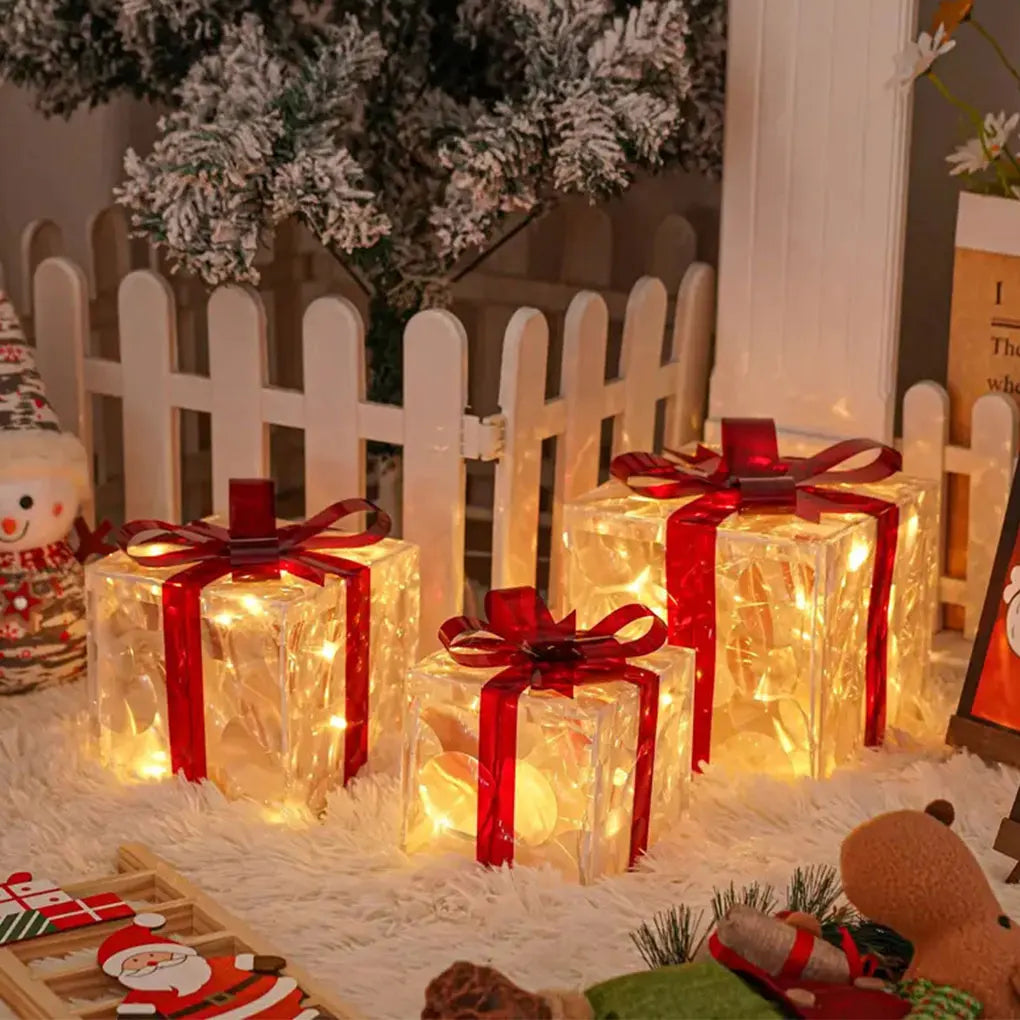 Christmas Decorations Set with Light Box Gift for Christmas Parties and Family Gatherings